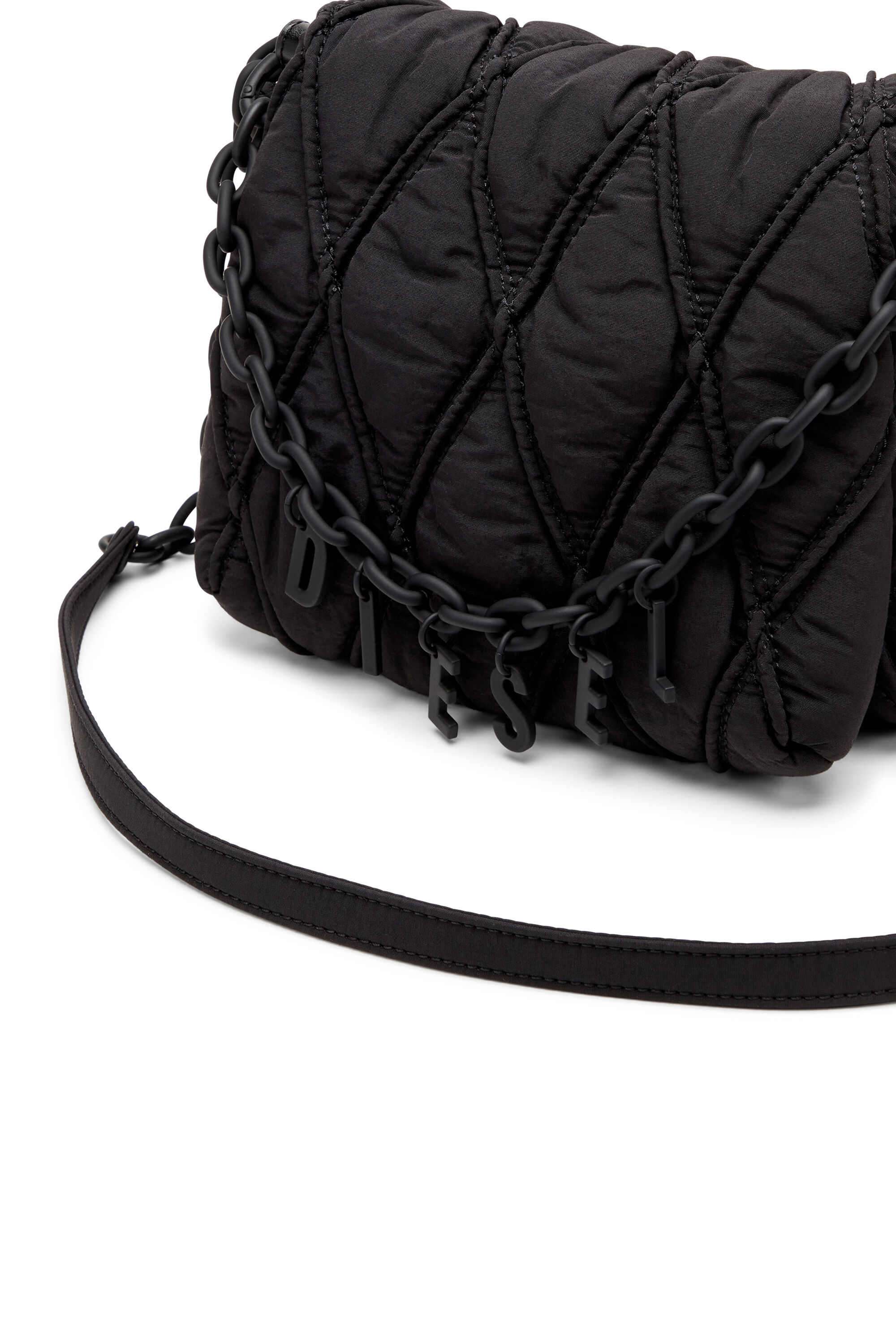 Diesel - CHARM-D SHOULDER S, Female's Charm-D-S-Small shoulder bag in quilted nylon in Black - 5