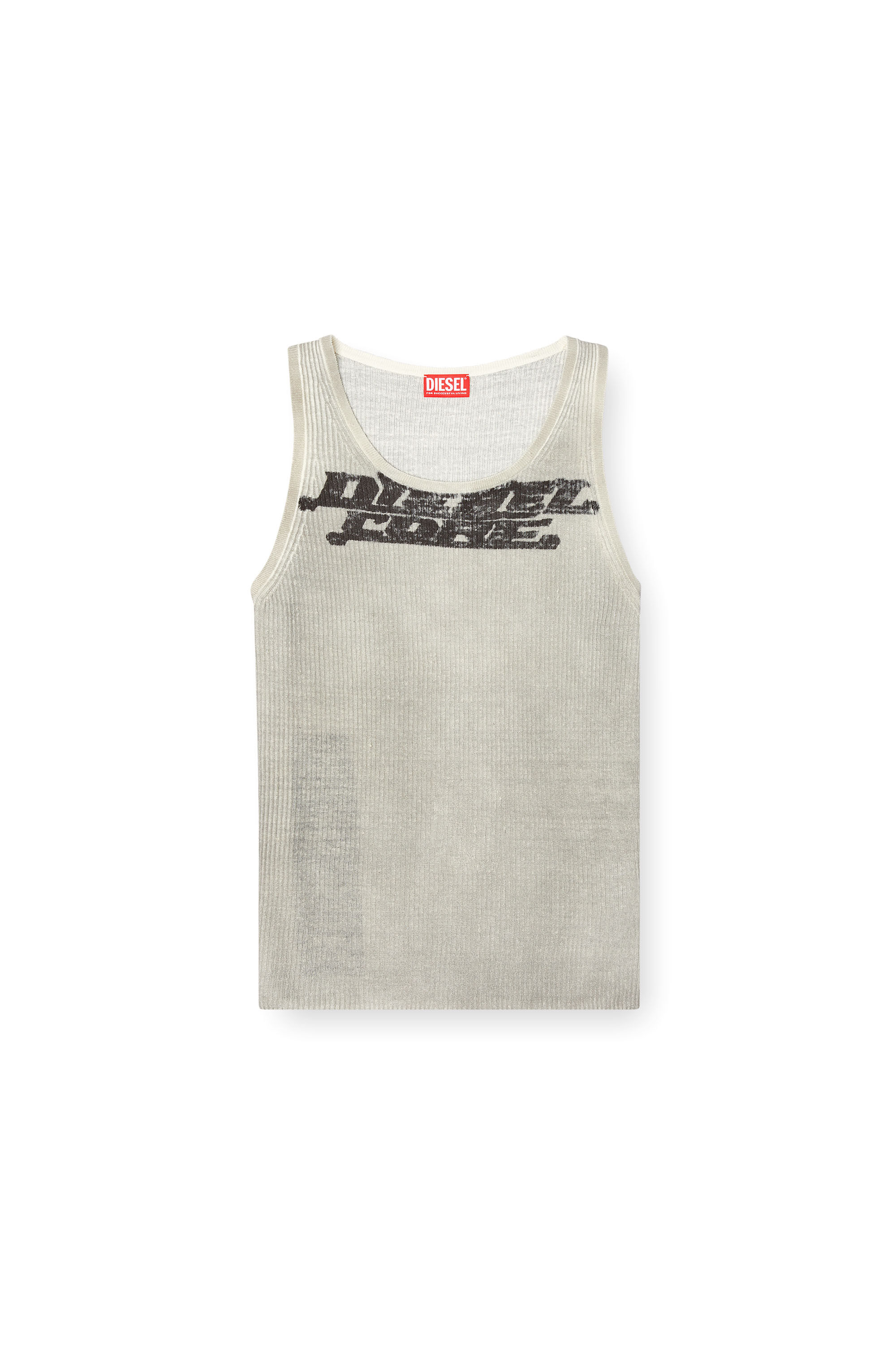 Diesel - K-RICK, Débardeur en lin côtelé avec effet sali Mixte in Beige - 2