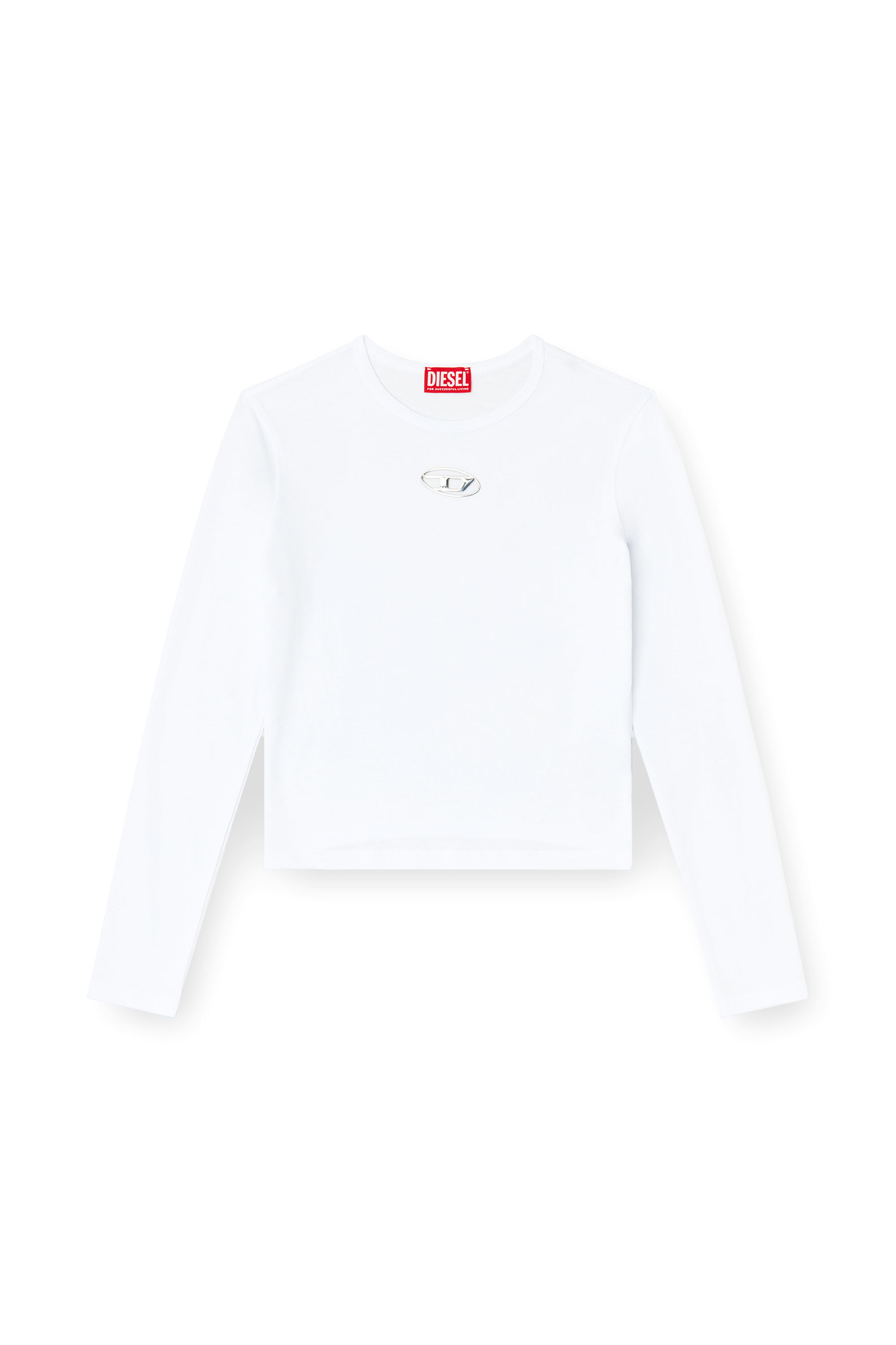 Diesel - T-UNCUTIE-LONG-LS-OD, Female's Long-sleeve top with Oval D cut-out in White - 2