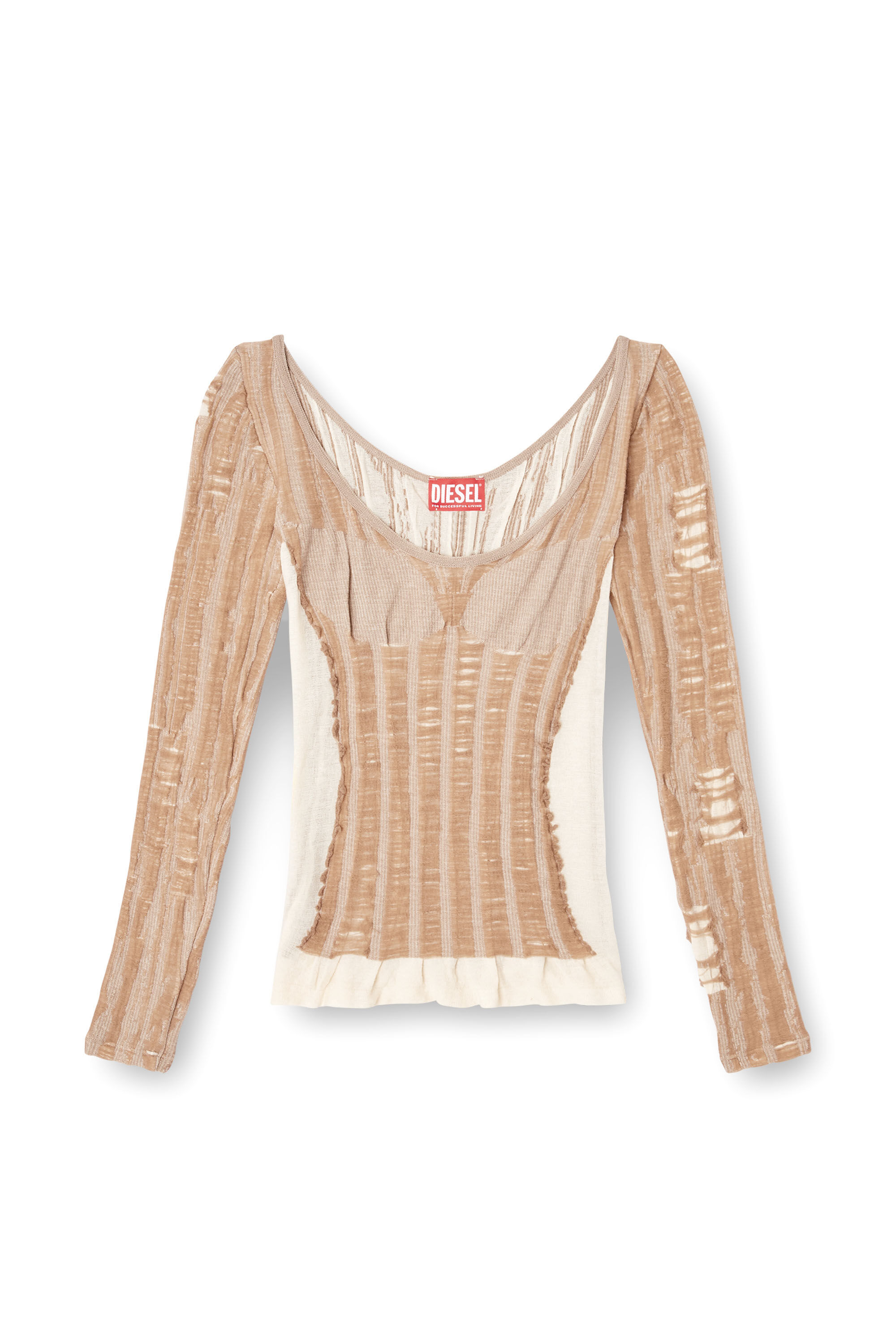 Diesel - M-CALAI, Top sans coutures avec illusion de lingerie Femme in Beige - 2
