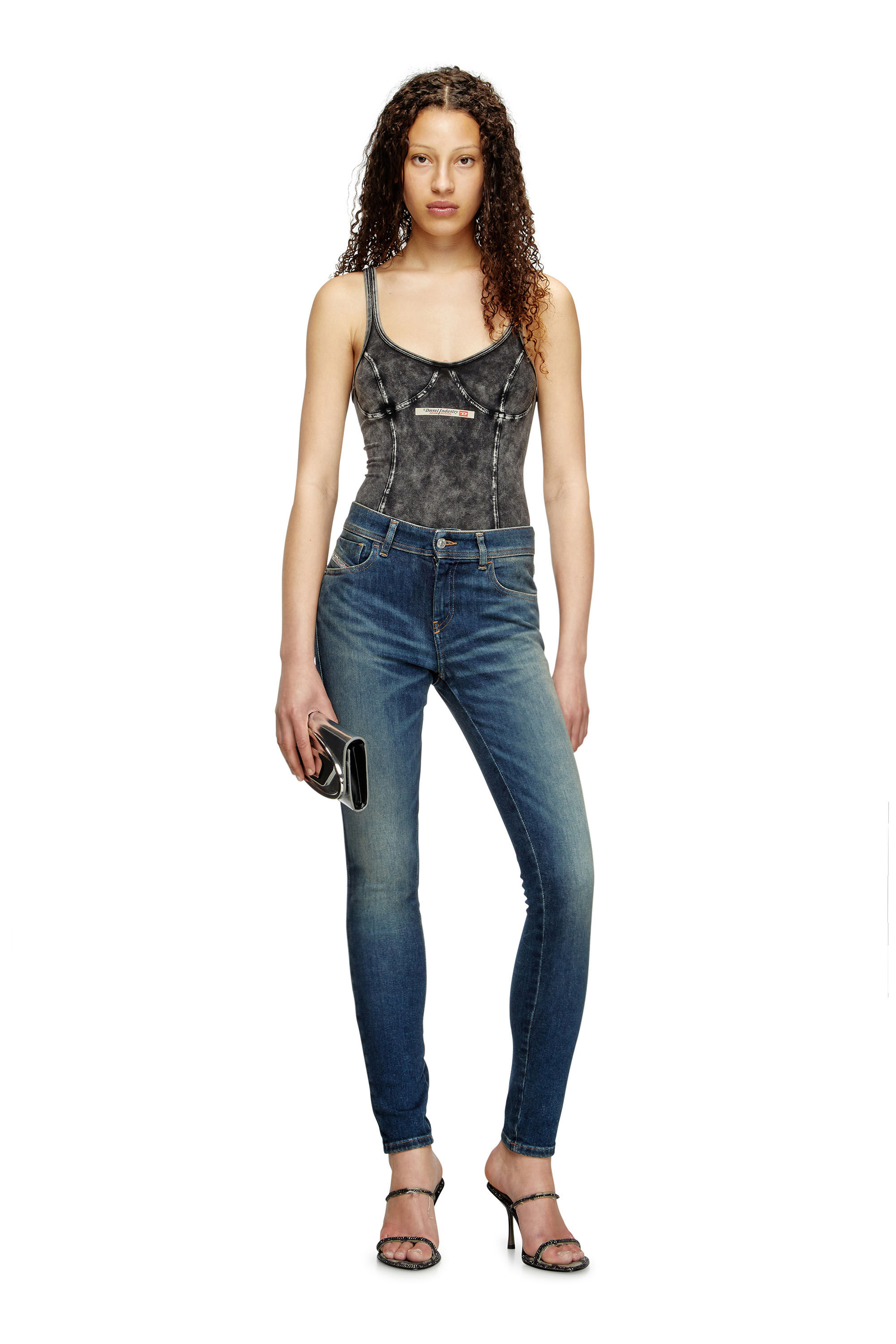 Diesel - Skinny Jeans 2017 Slandy 09L95 Femme, Bleu moyen - Image 1