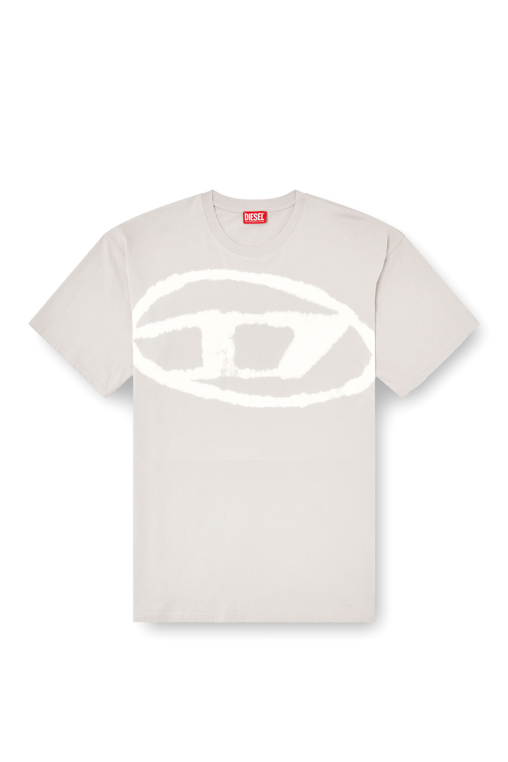 Diesel - T-BOXT-BLEACH, T-shirt avec logo Oval D effet blanchi Homme in Gris - 2