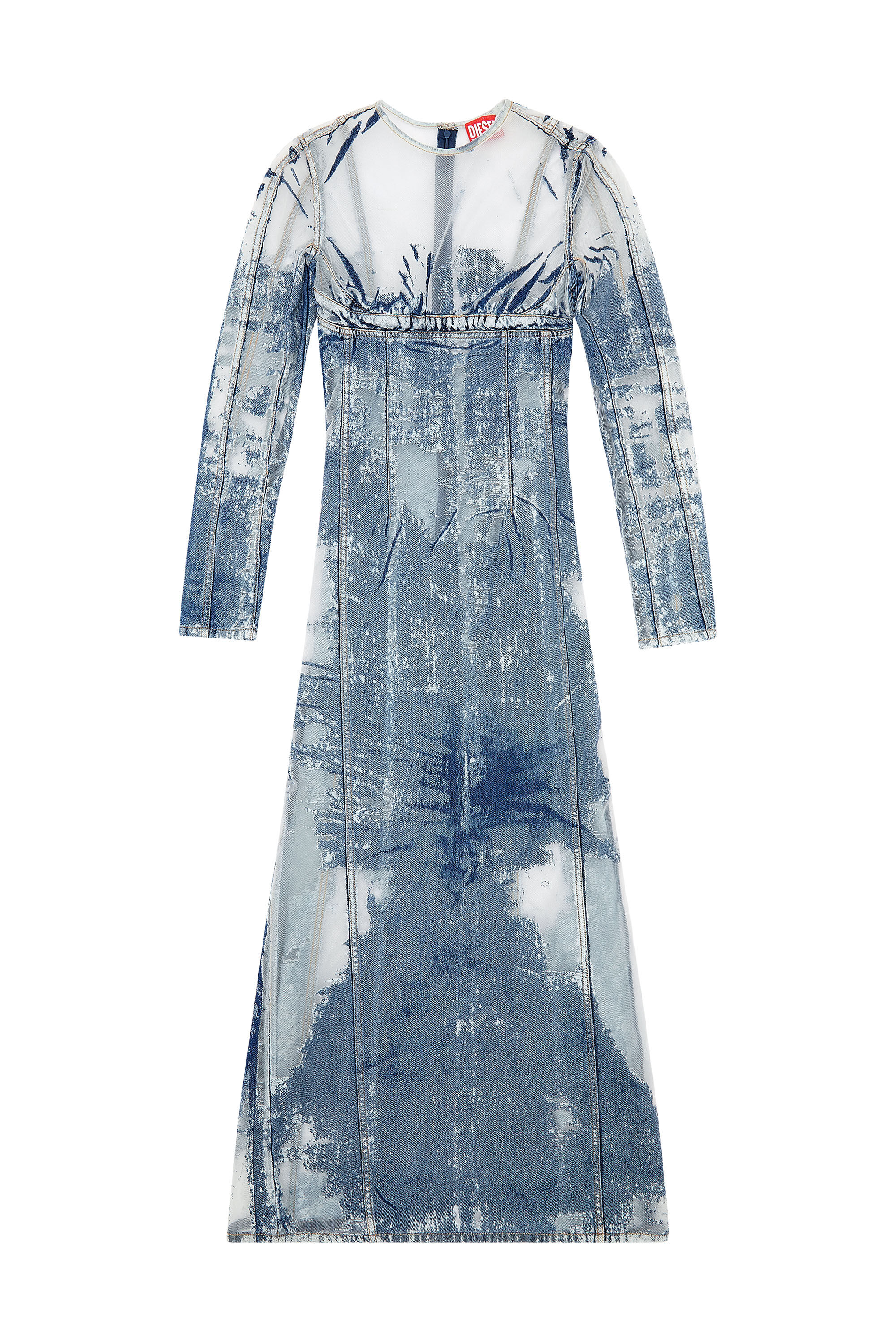 Diesel - DE-NICOLO-FSD, Female's Long denim dress with devoré in Light Blue - 2