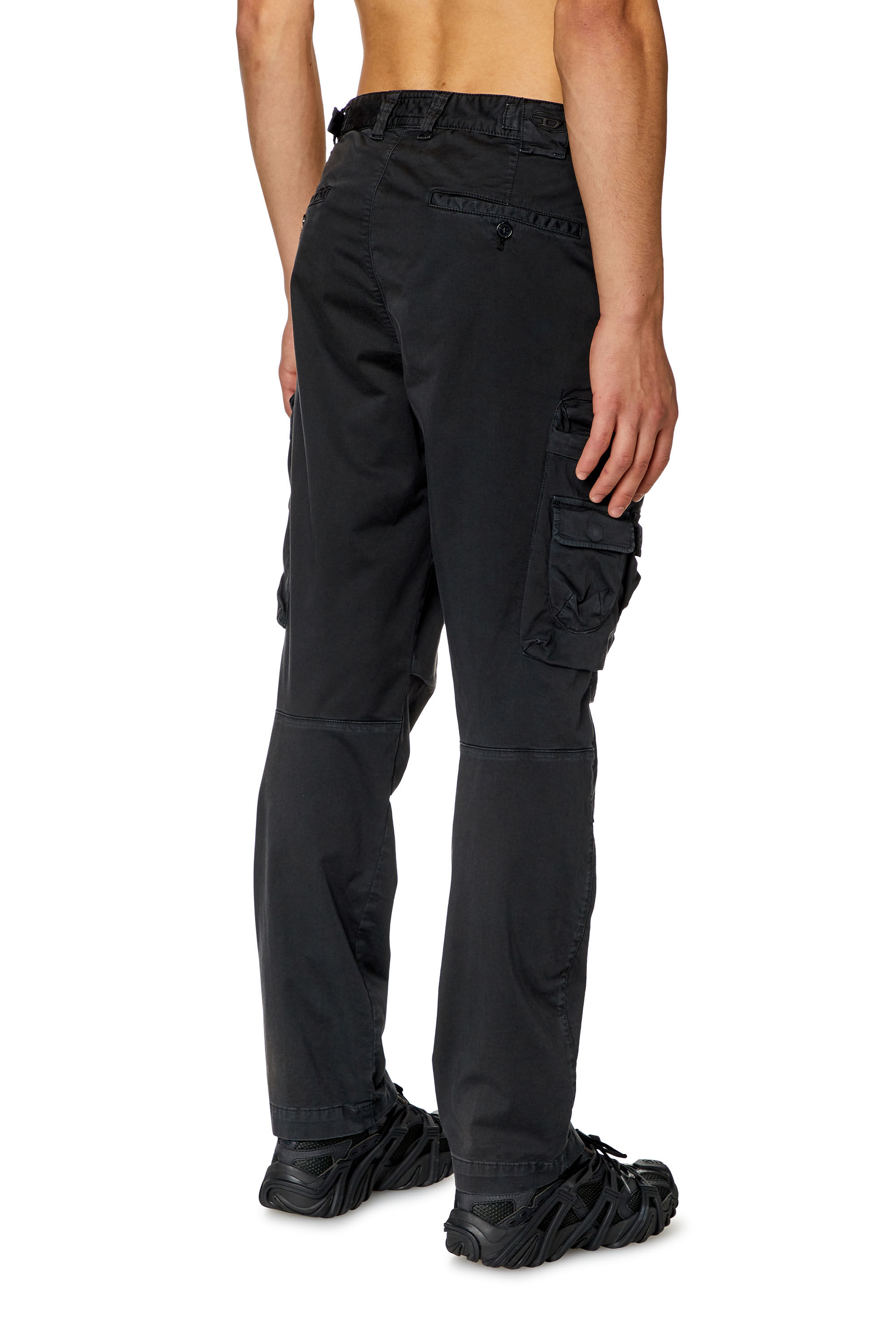 Pantalon cargo delave en coton stretch Homme Noir Diesel