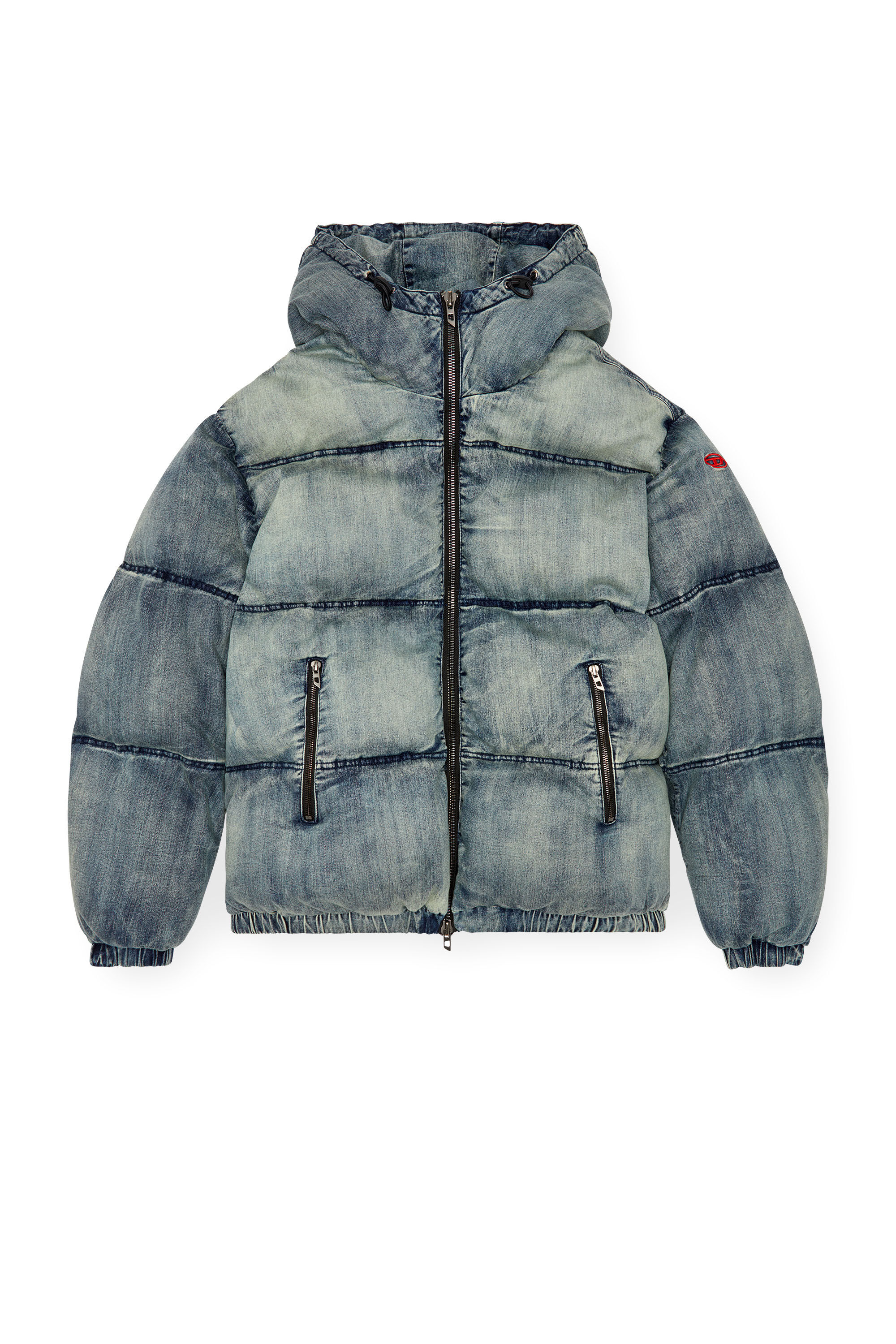 Diesel - W-MONS, Male's Puffer jacket in treated denim in Blue - 2