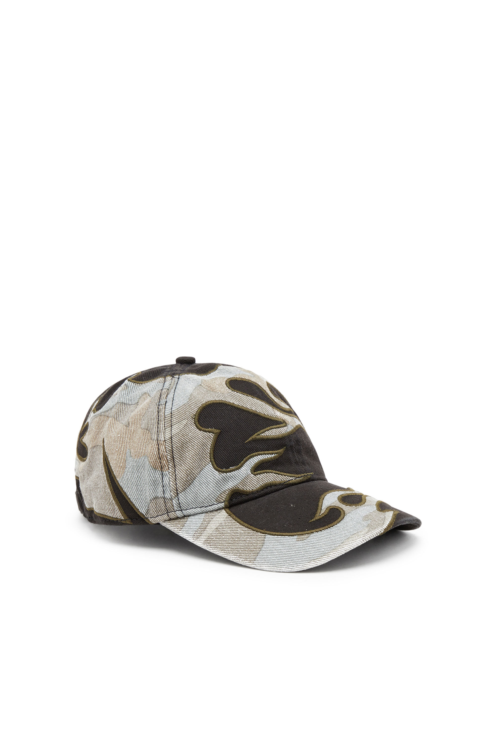Diesel - C-FLAMA, Casquette de baseball avec flammes camouflage Homme in Polychrome - 1