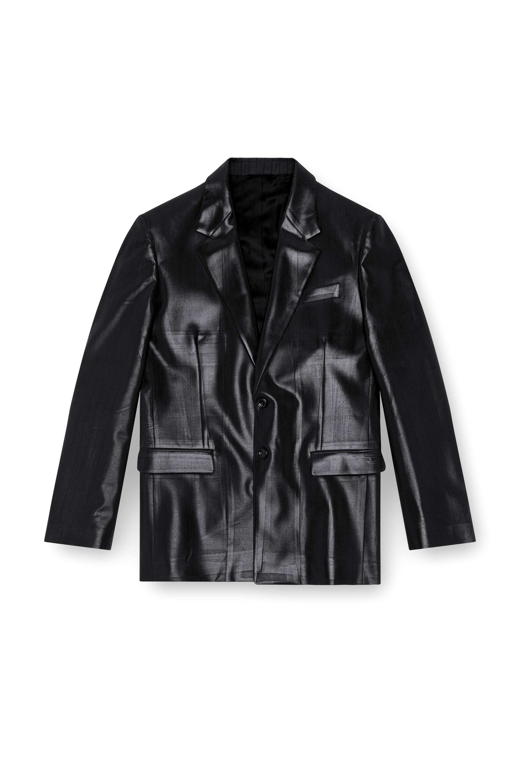 Diesel - J-STANLEY, Blazer à fines rayures avec devant enduit Homme in Noir - 2