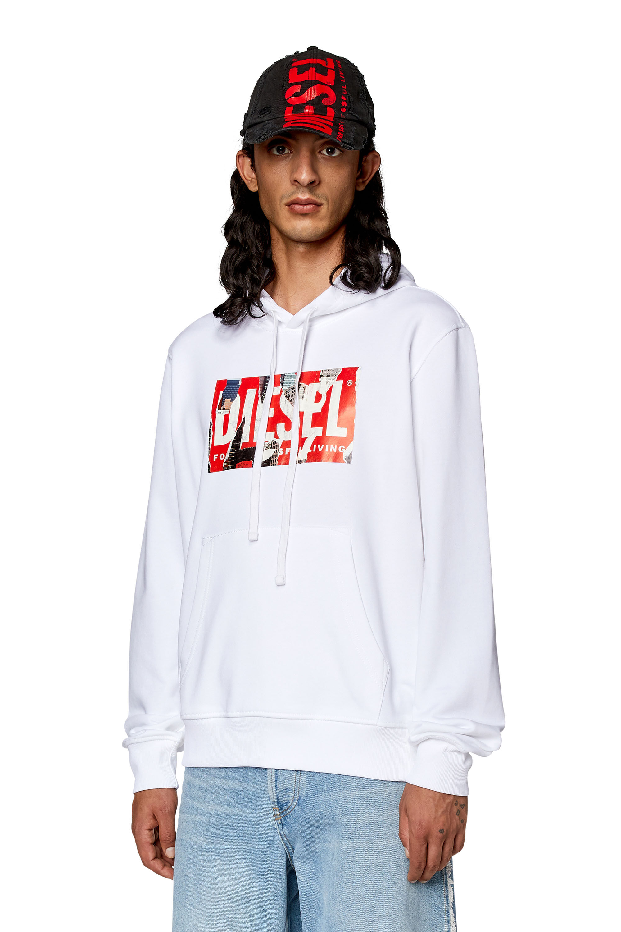 Men s Hoodie with peel off print S GINN HOOD L4 Diesel