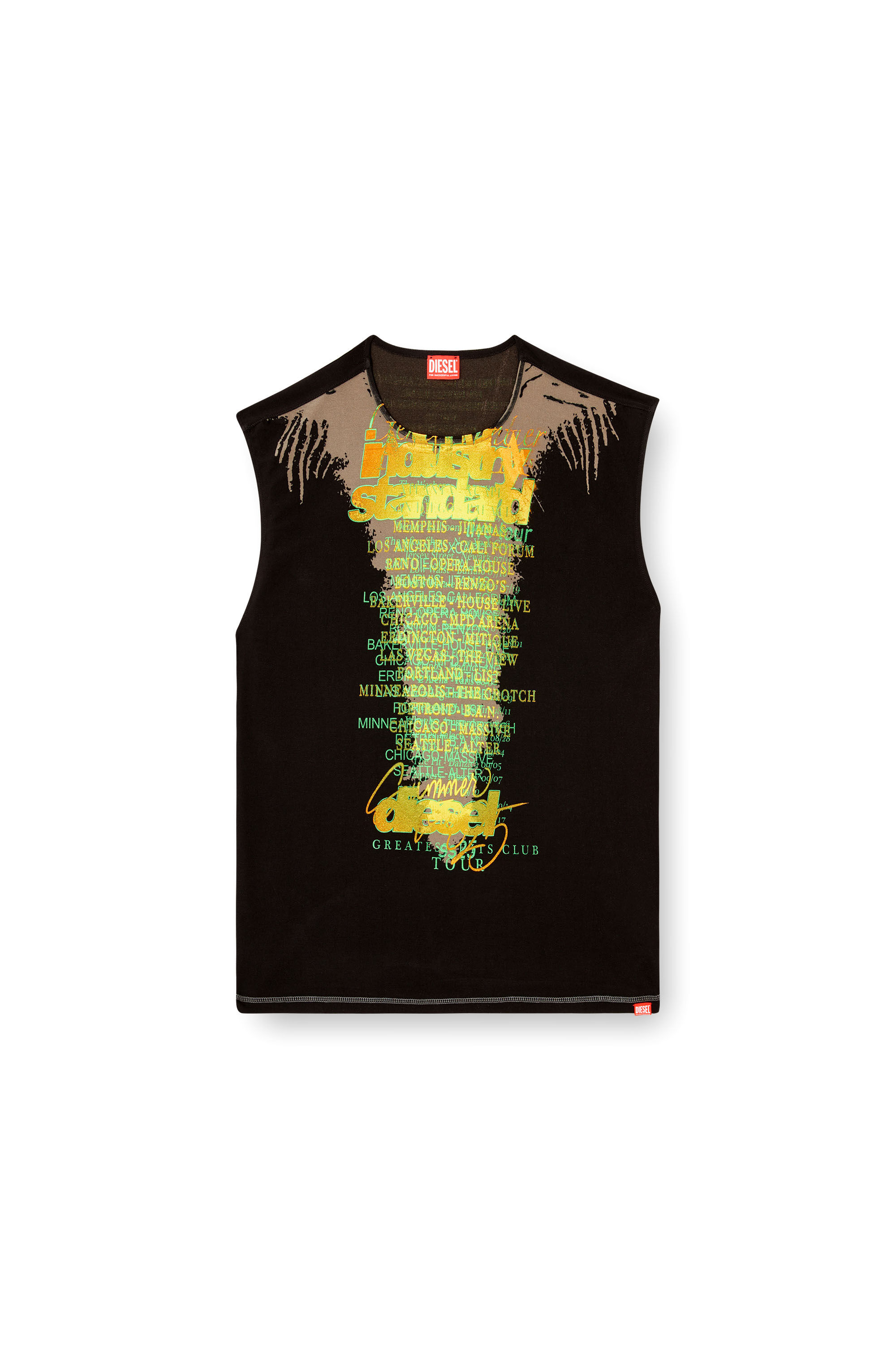 Diesel - T-ISAK-A, T-shirt sans manches avec imprimé paroles Mixte in Noir - 2