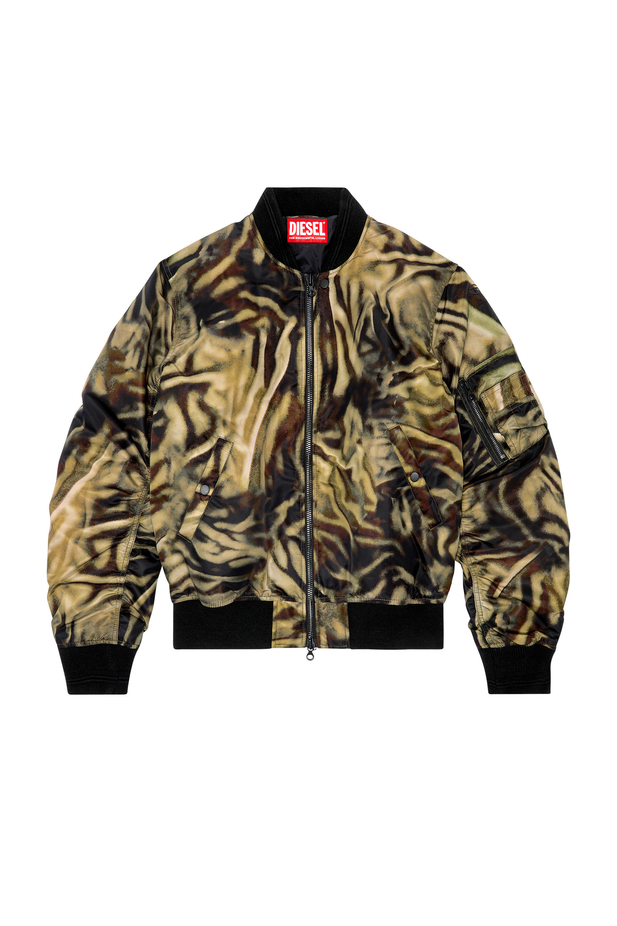 Men's Padded bomber jacket with zebra-camo print | J-DUBLEE