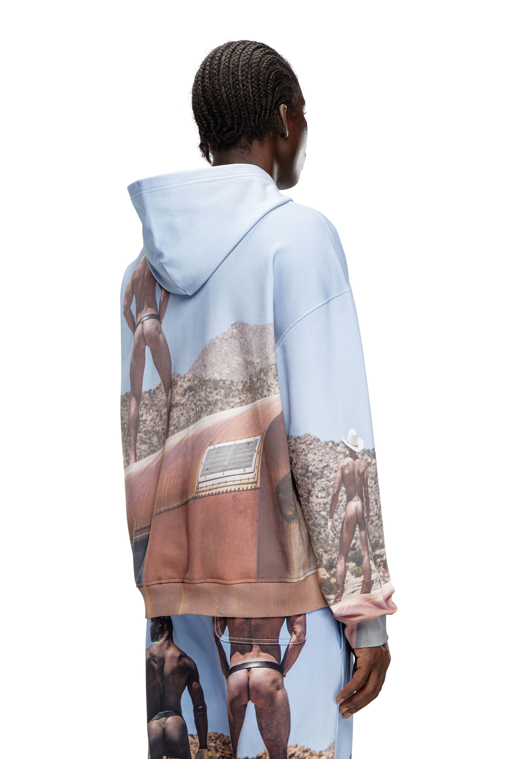 Diesel - PR-S-NLABEL-HOOD-HVB, Unisex's Hoodie with all-over print in Blue - 4
