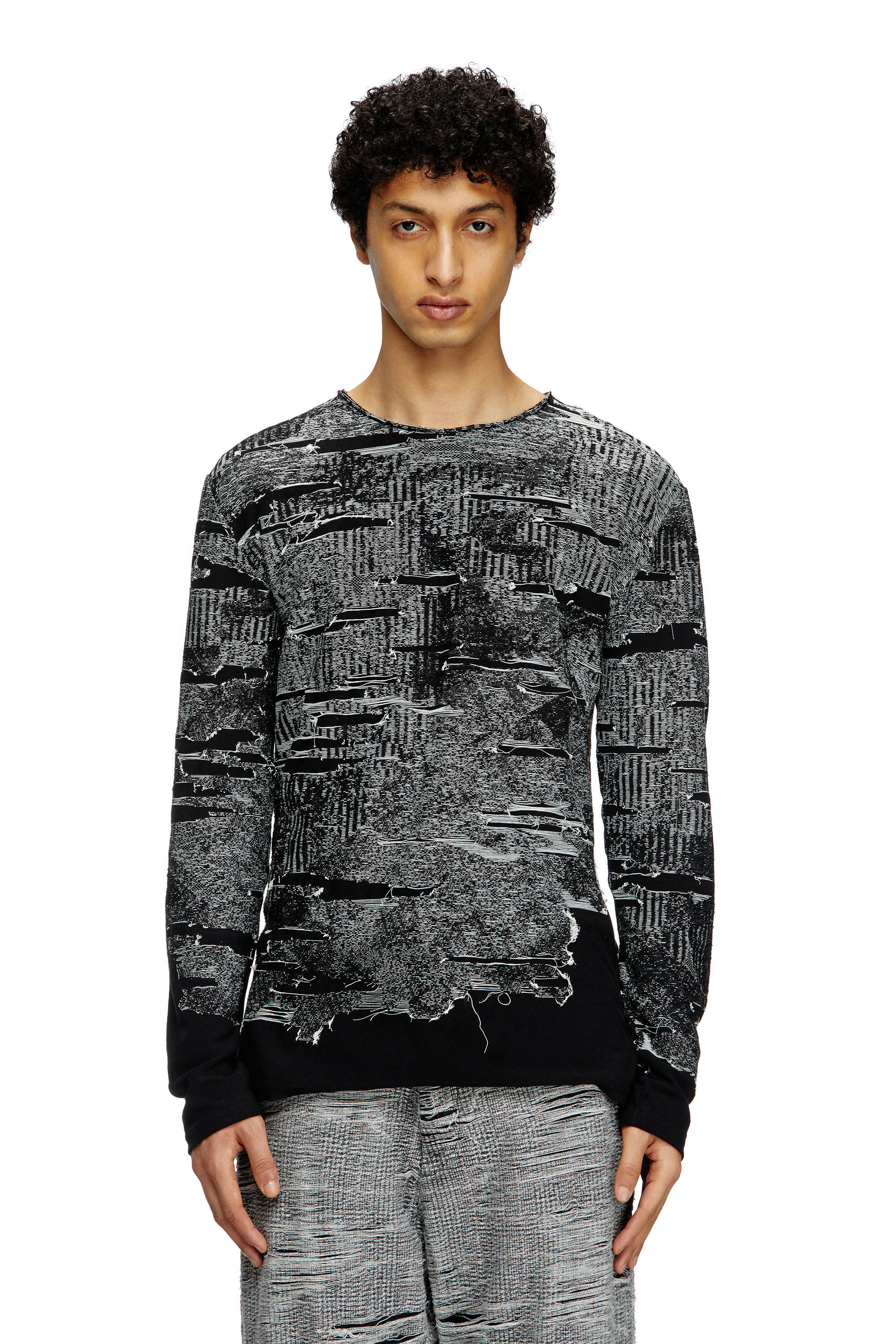 Diesel - K-CADMO, Male's Jumper with engineered distressing in Black - 3
