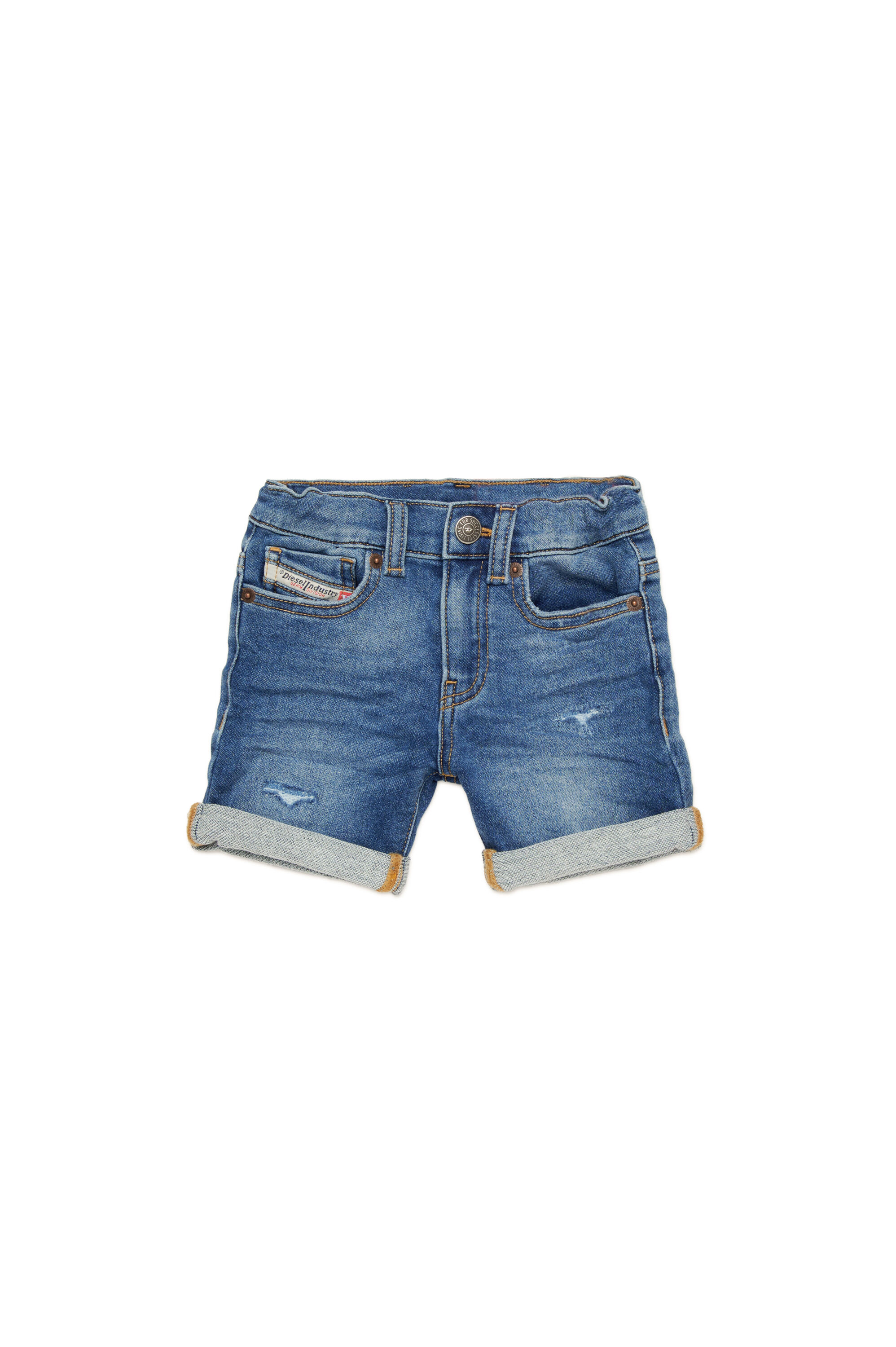 Diesel - PGALLYB JJJ, Unisex's Lived-in JoggJeans shorts with turn-ups in Medium Blue - 1