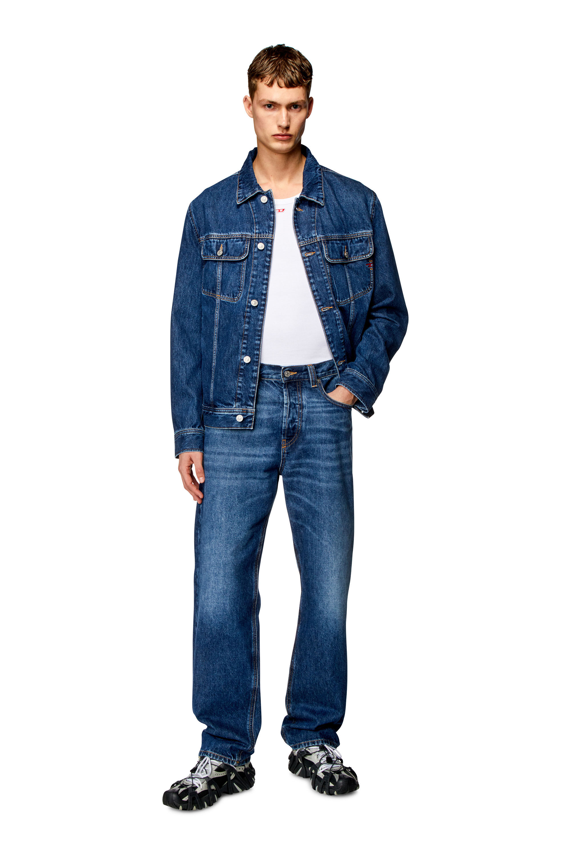 Diesel - D-BARCY, Male's Regular-fit trucker jacket in Medium Blue - 1