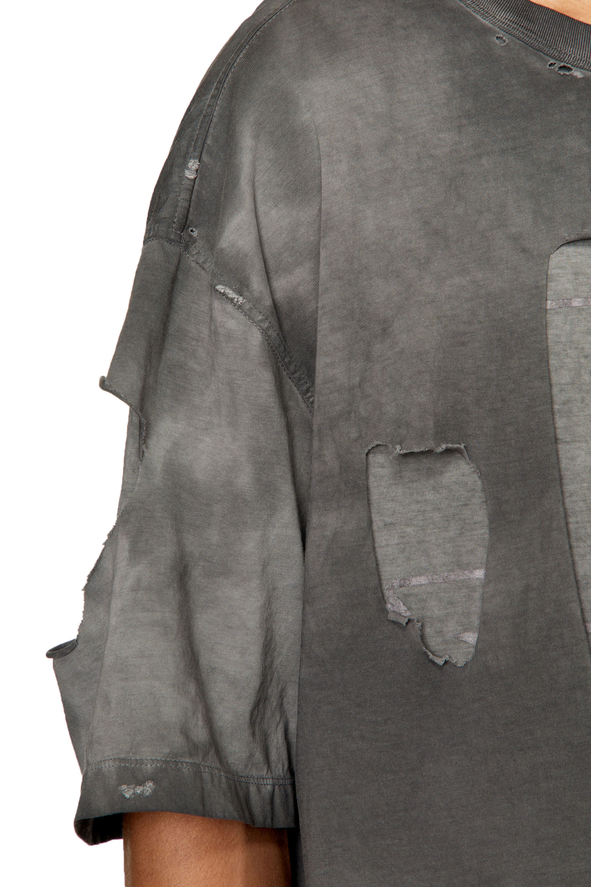 Diesel - T-ASHY, T-shirt double épaisseur avec logo oval D Homme in Gris - 4