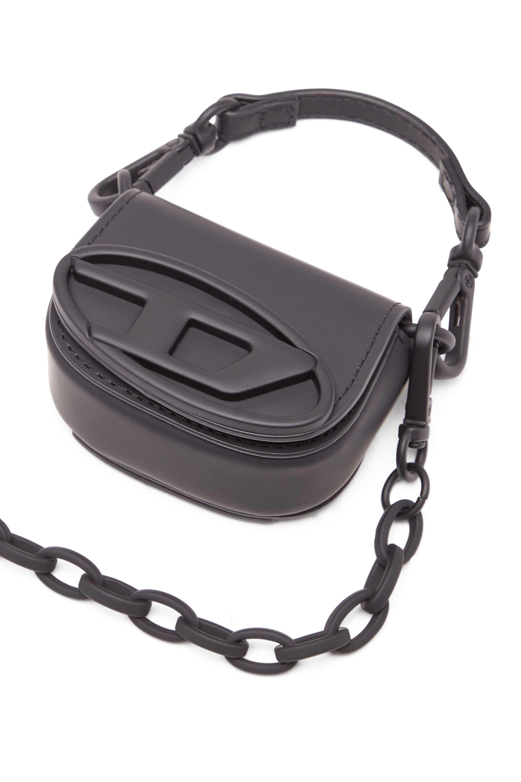 Diesel - 1DR XXS CHAIN, Female Iconic micro bag charm in matte leather in Black - Image 4
