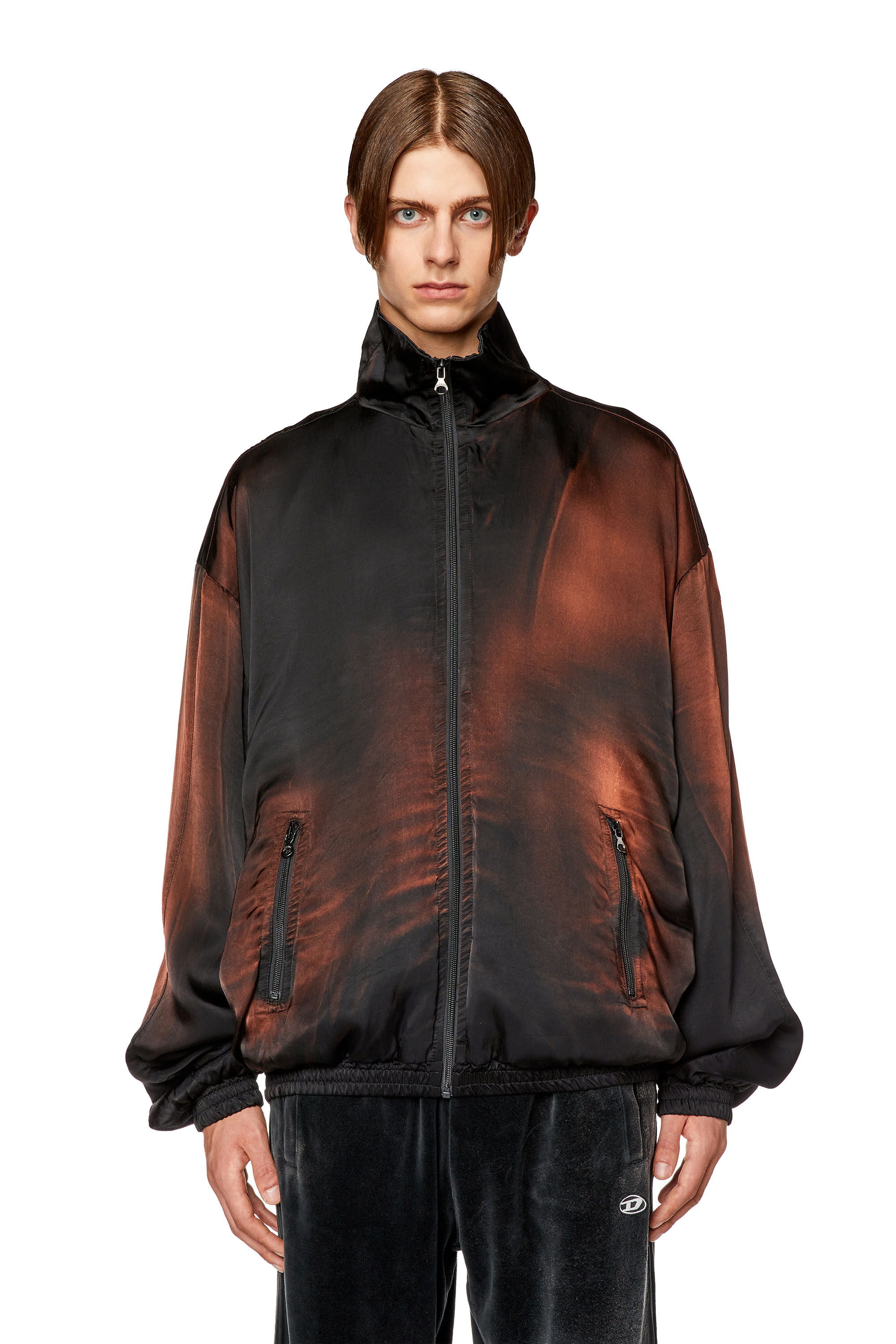 Men's bomber Jacket in solarised satin | Black | Diesel