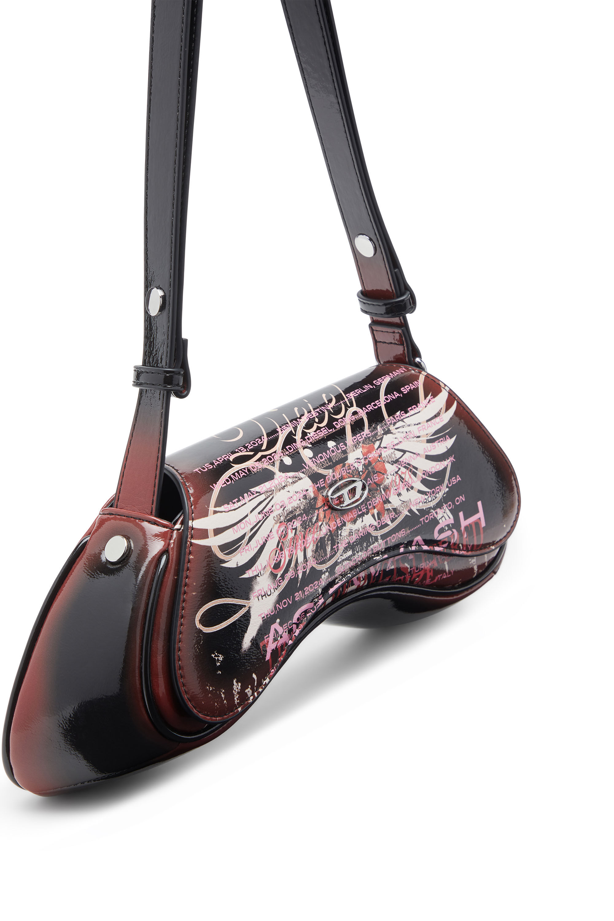 Diesel - PLAY CROSSBODY, Female's Play-Shoulder bag in printed glossy PU in Black/Brown - 5