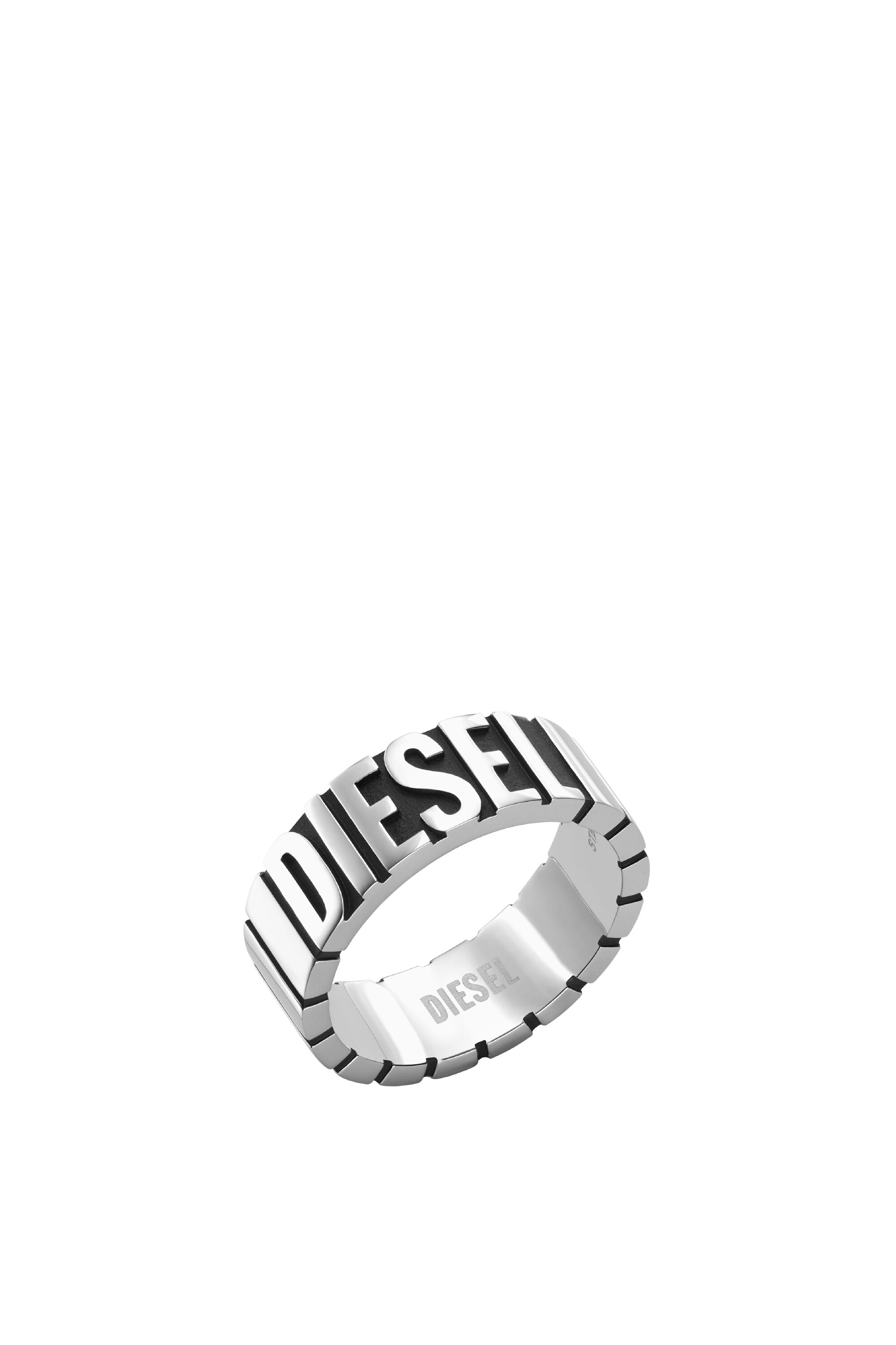 Diesel - DX1387, Male's Black stainless steel band ring in Grey - 1