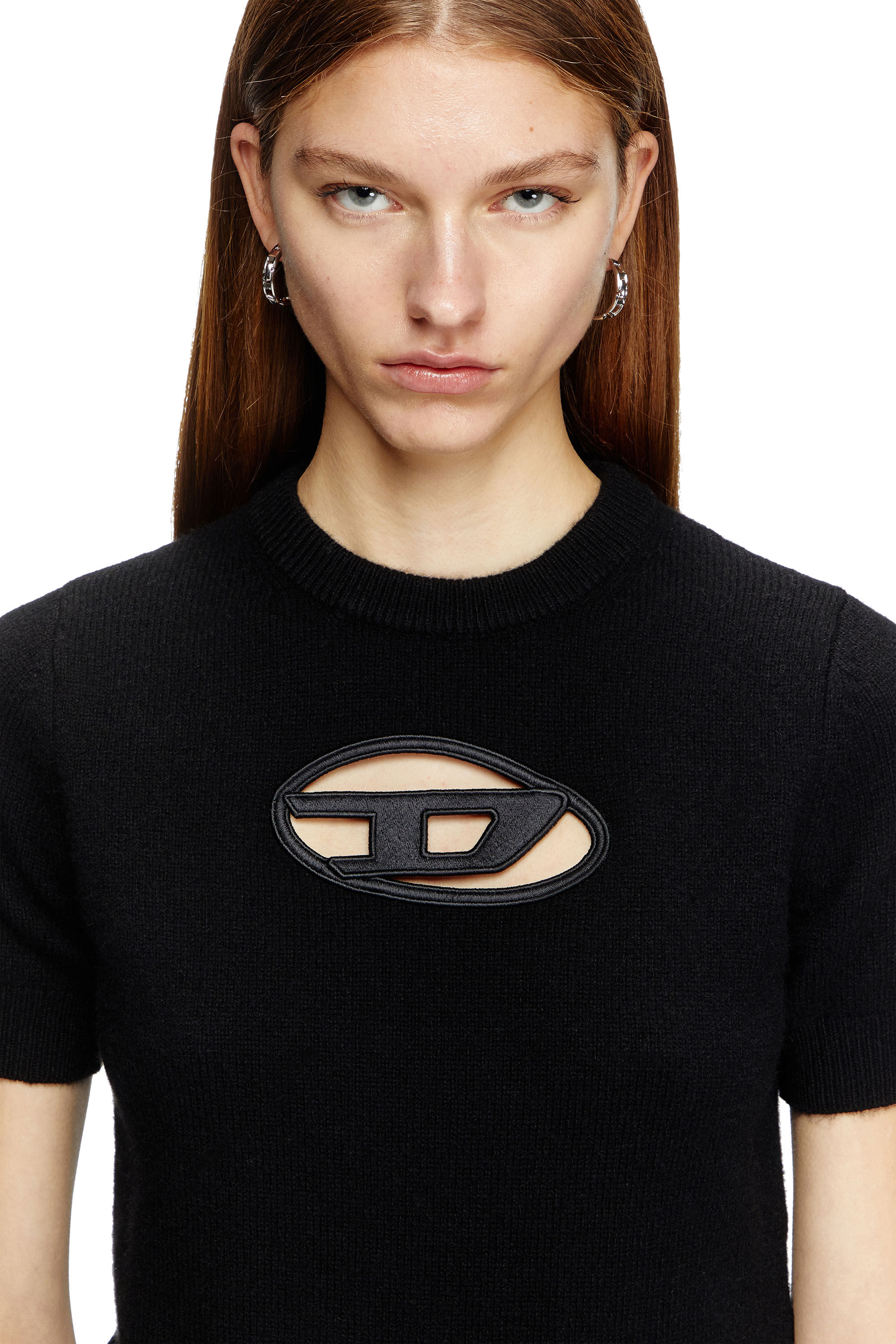 Diesel - M-ARGARIN-SS, Pull à manches courtes en mélange de cachemire Femme in Noir - 5