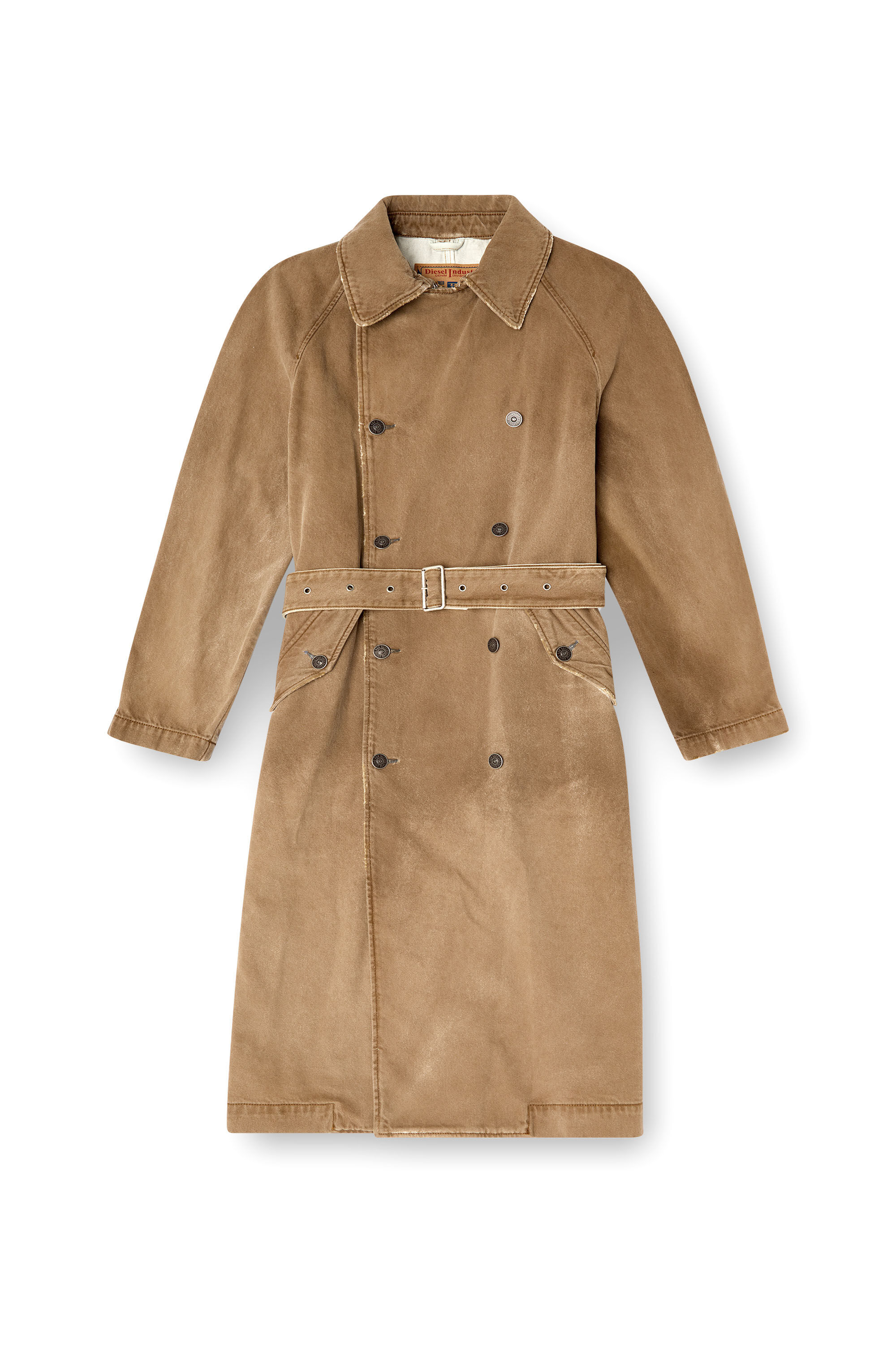 Diesel - D-DELIRIOUS-D, Trench-coat en denim effet sali Mixte in Marron - 2