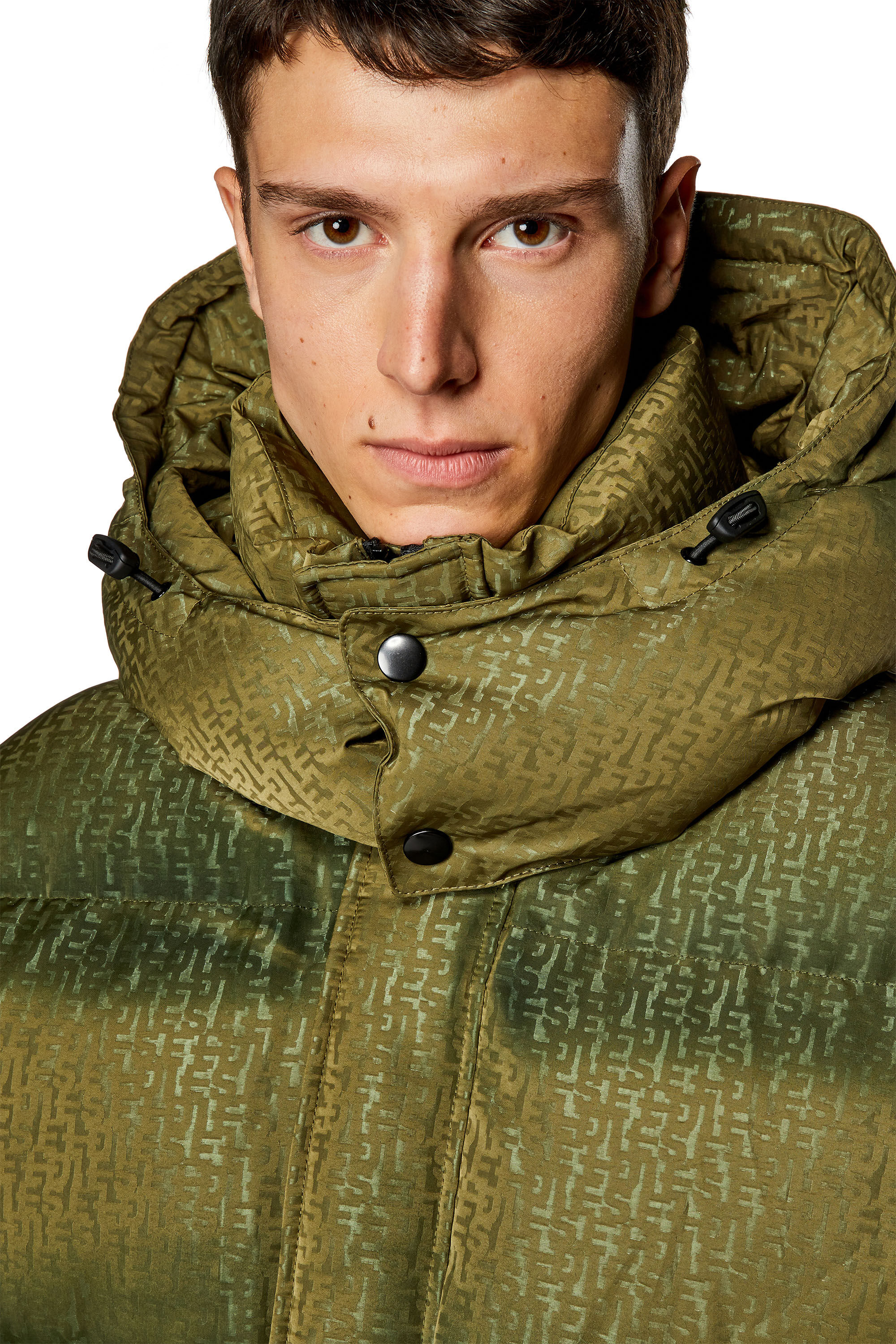 Diesel - W-ROLFYS-MON, Male's Puffer jacket with monogram motif in Military Green - 4
