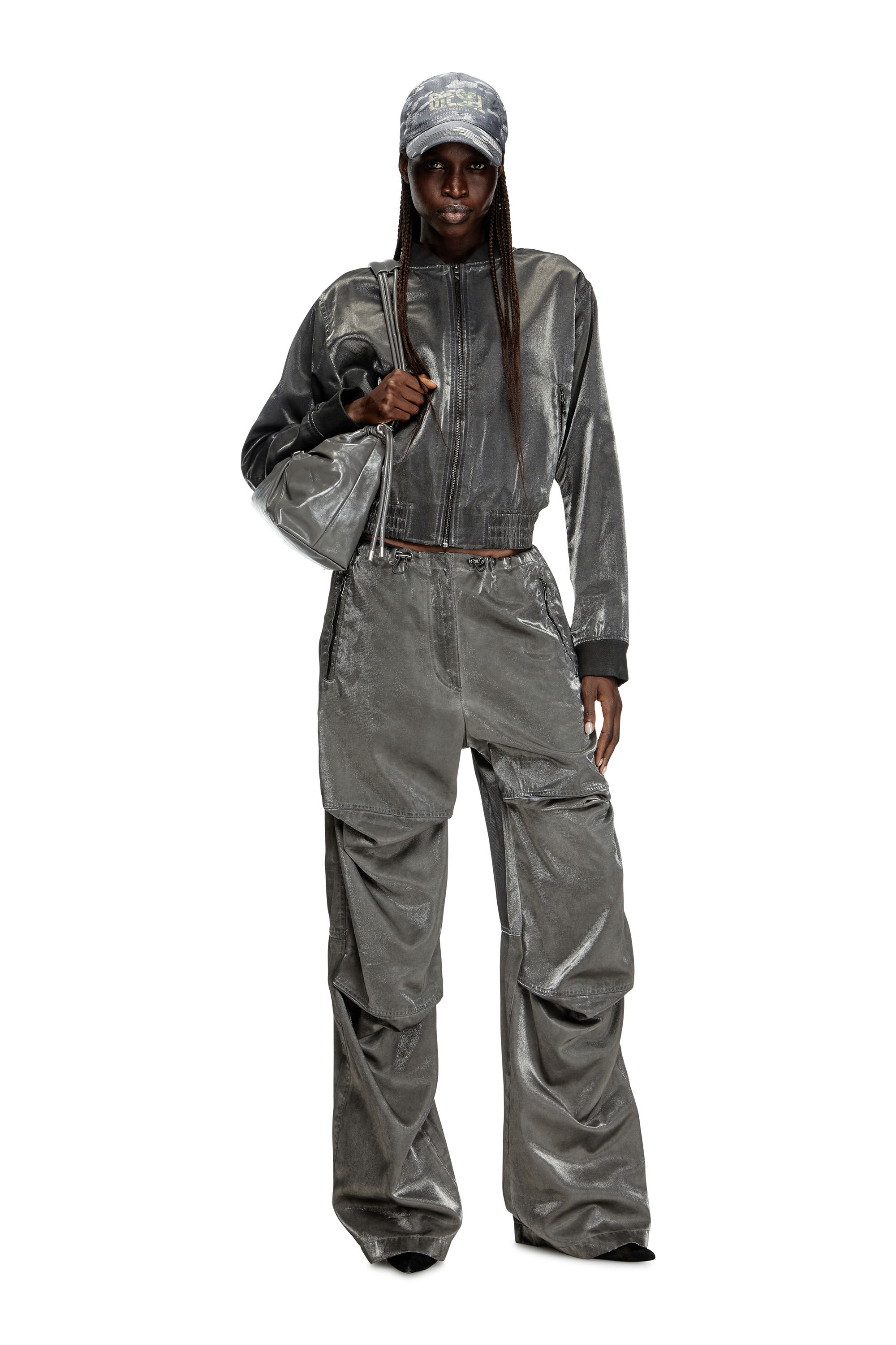 Diesel - G-HOST, Female's Satin bomber jacket in Dark Grey - 1