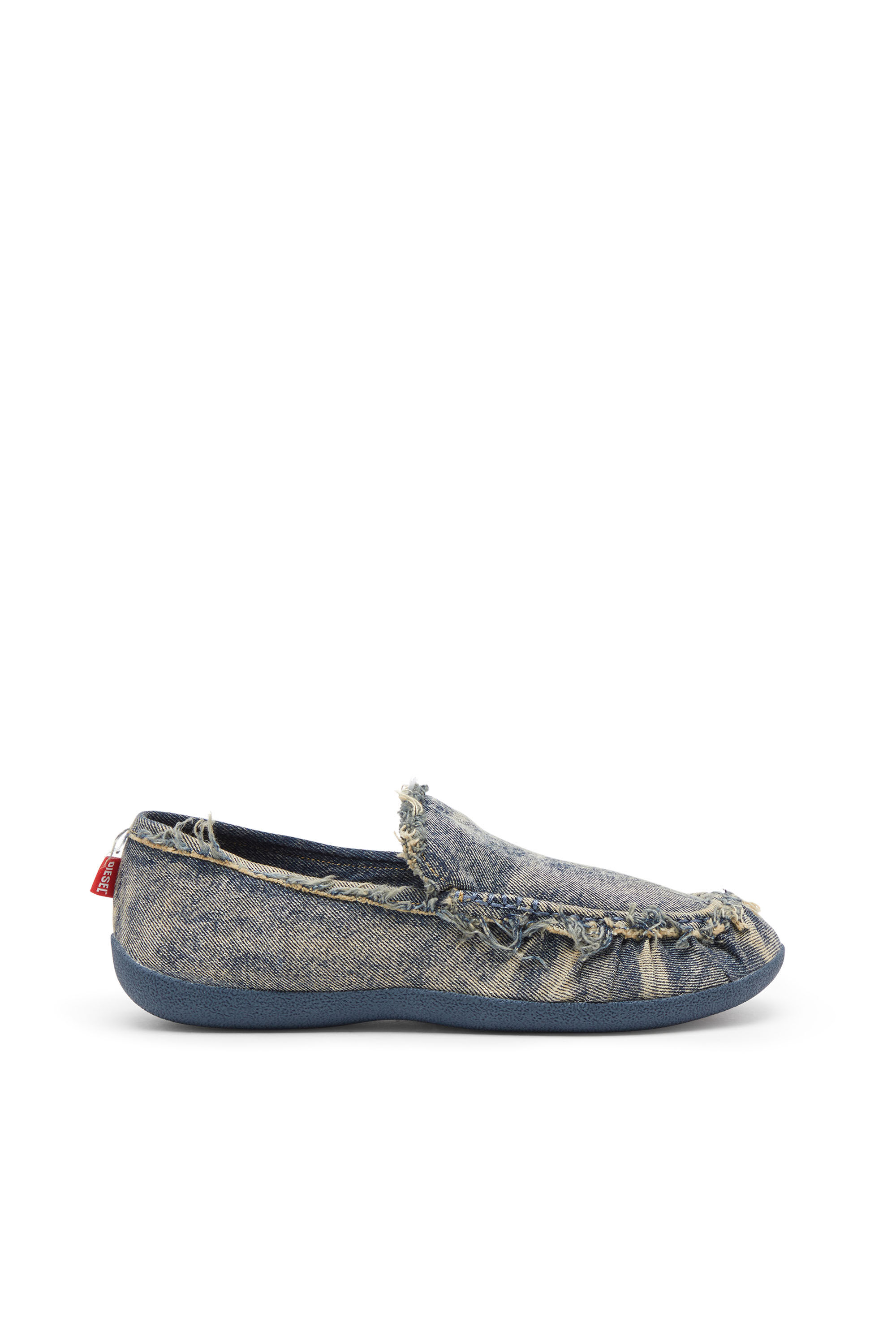Diesel - D-SHOCK MOC, Male's D-Shock-Distressed denim loafers in Blue - 1