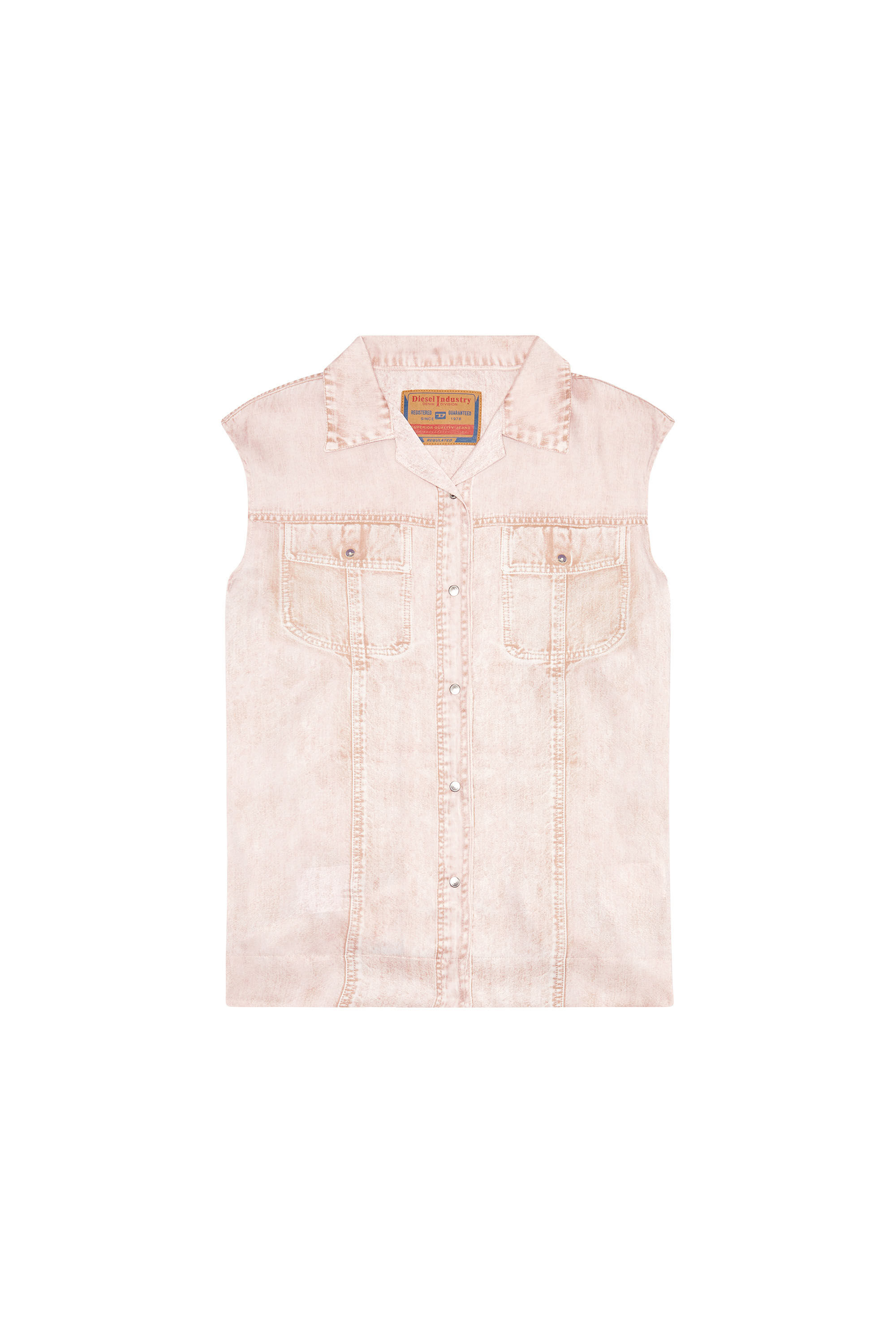 Diesel - C-MOHJA, Chemise sans manches avec imprimé trompe l'œil Femme in Rose - 2