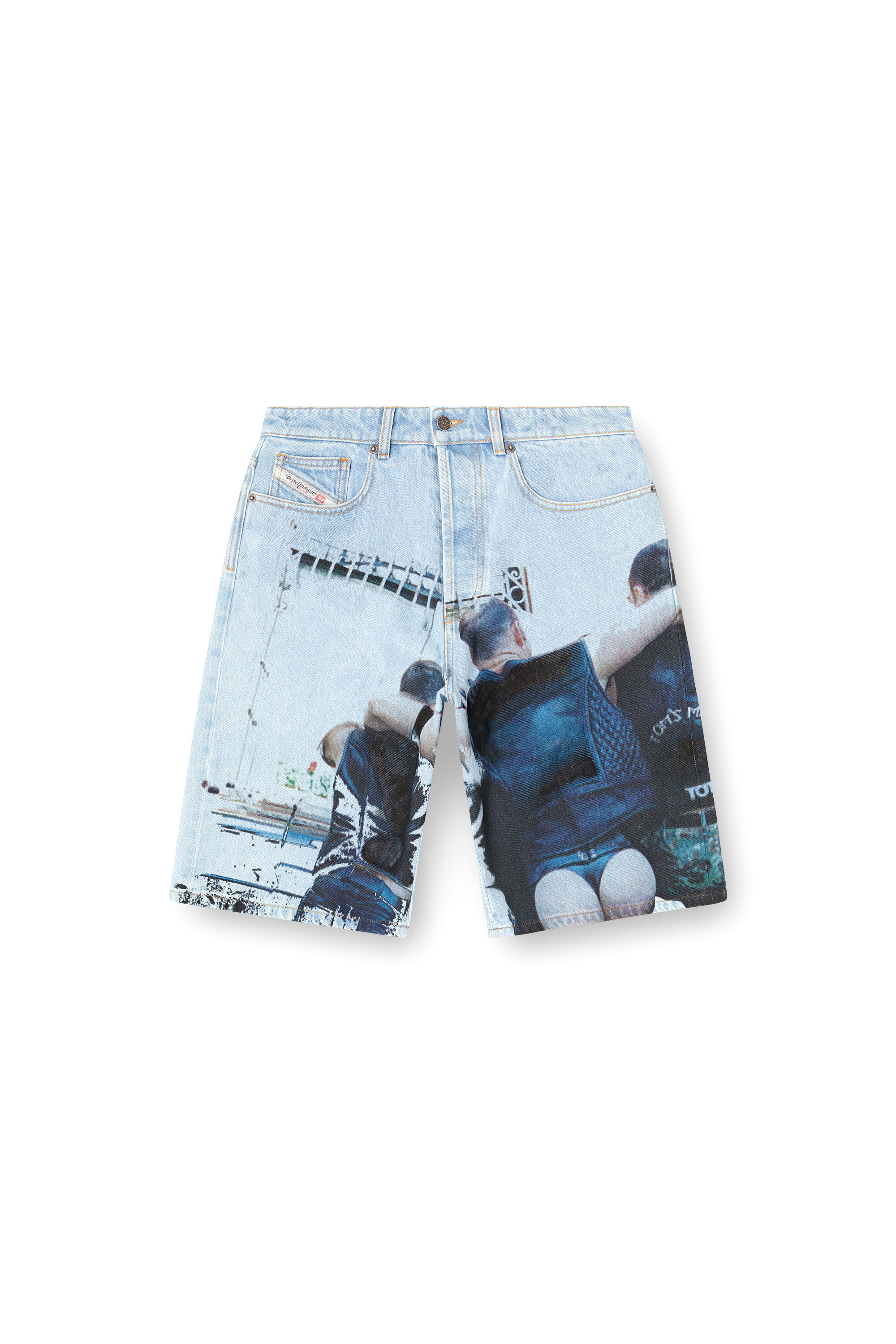 Diesel - PR-D-RIXFORD-S, Short en denim avec imprimé délavé Mixte in Bleu - 2