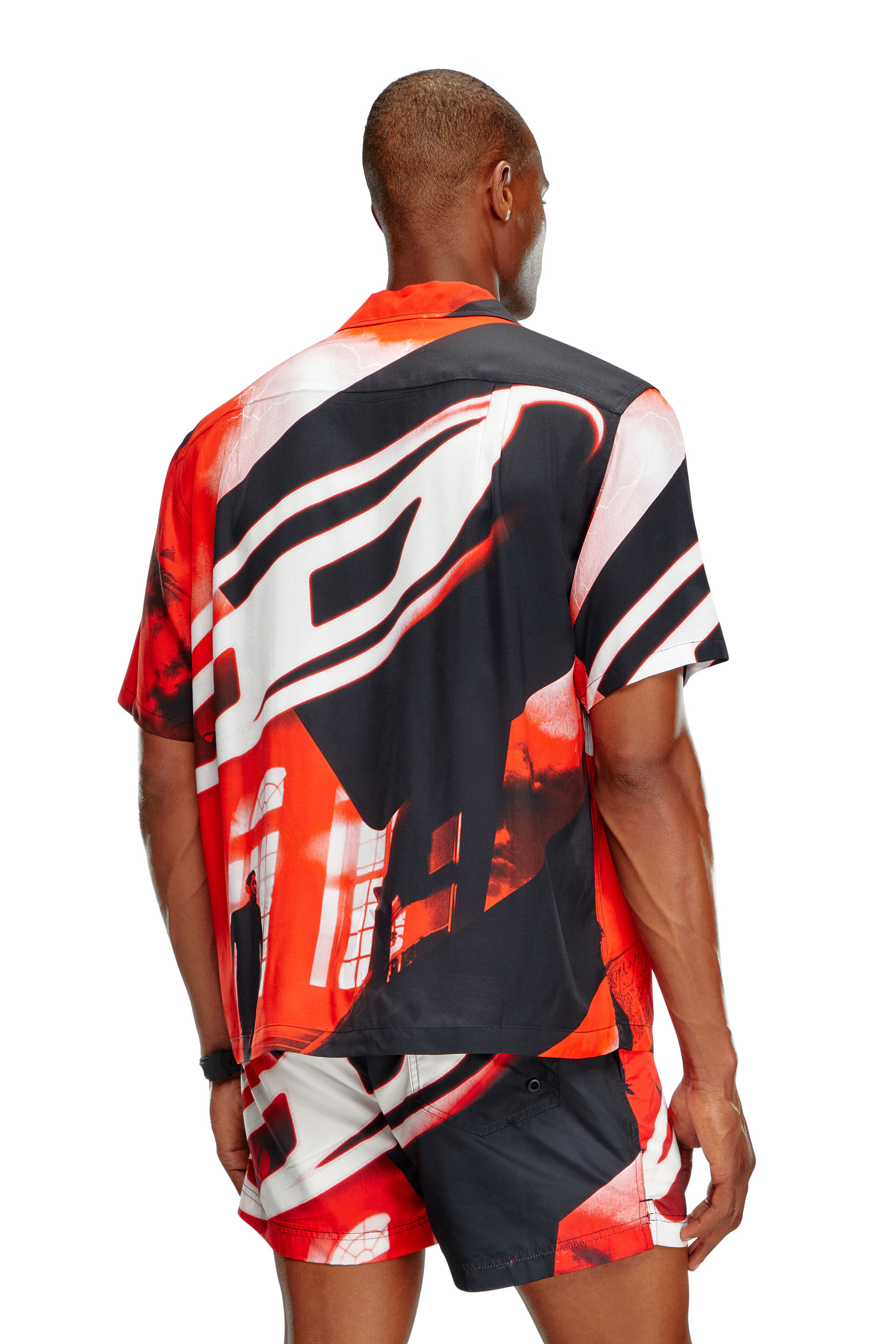 Diesel - BMOWT-ADRIAN, Chemise de plage avec imprimé affiche Oval D Homme in Polychrome - 3