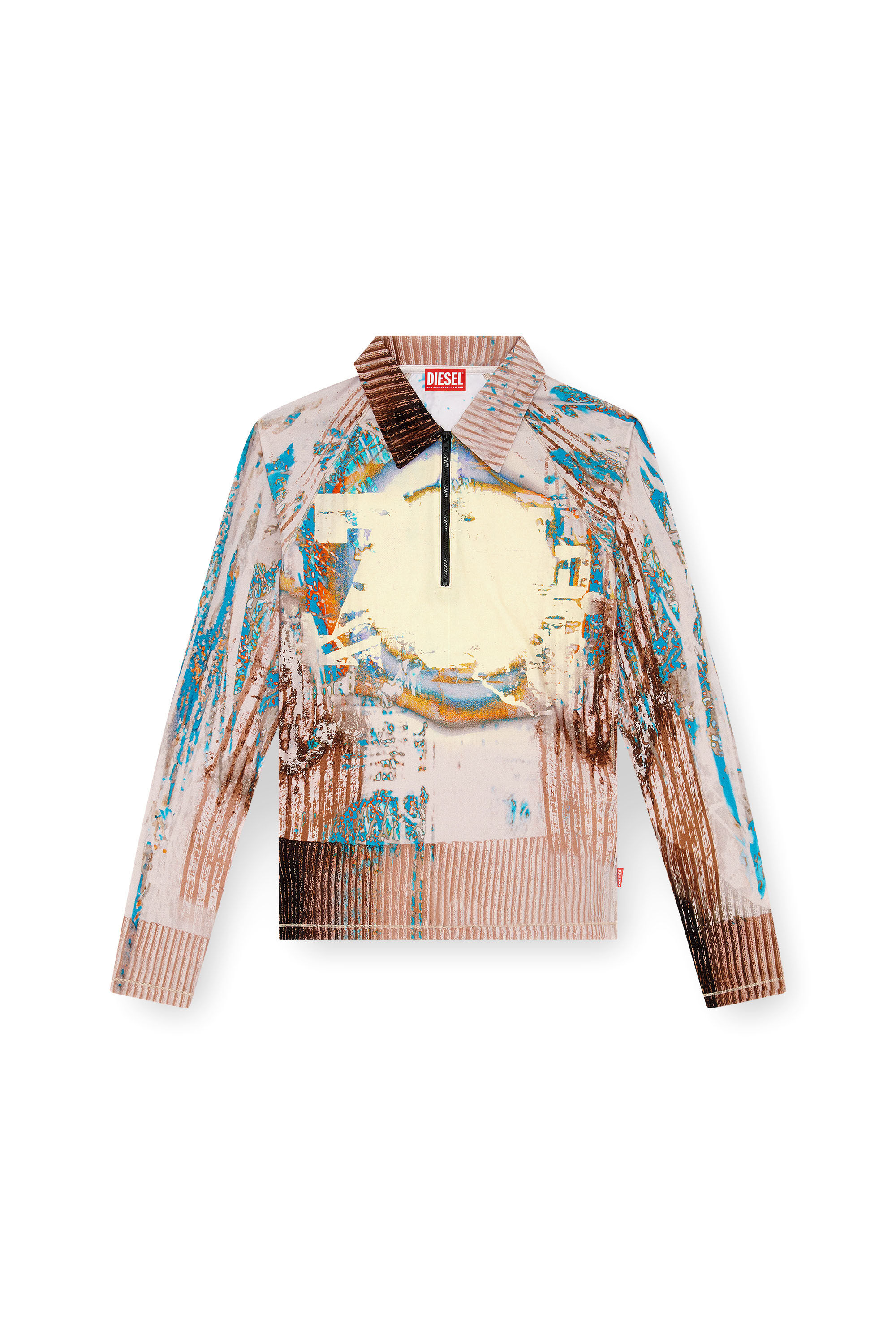 Diesel - T-THEODORE, Polo fluide avec effets trompe l'œil Homme in Polychrome - 2
