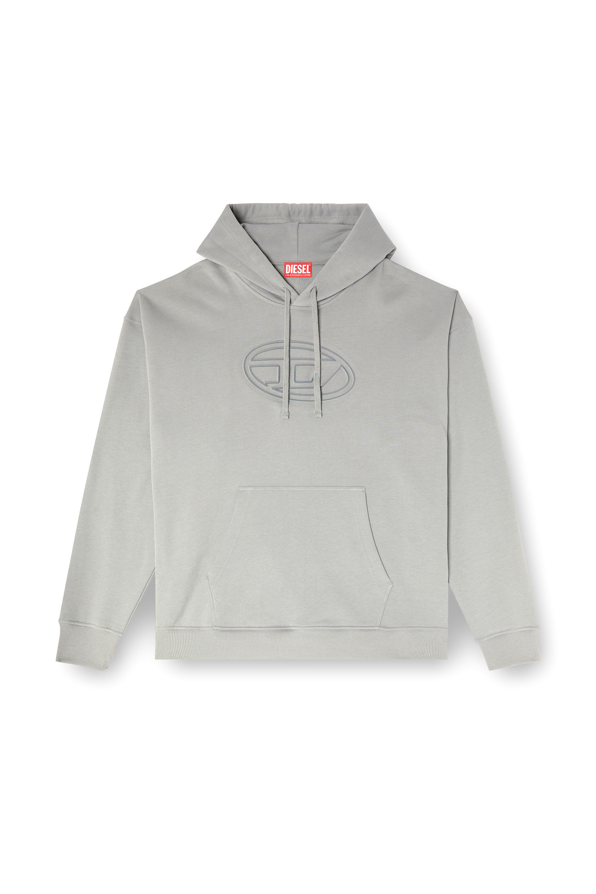 Diesel - S-UMMER-BIGOVAL, Male's Hoodie with embossed Oval D in Light Grey - 2