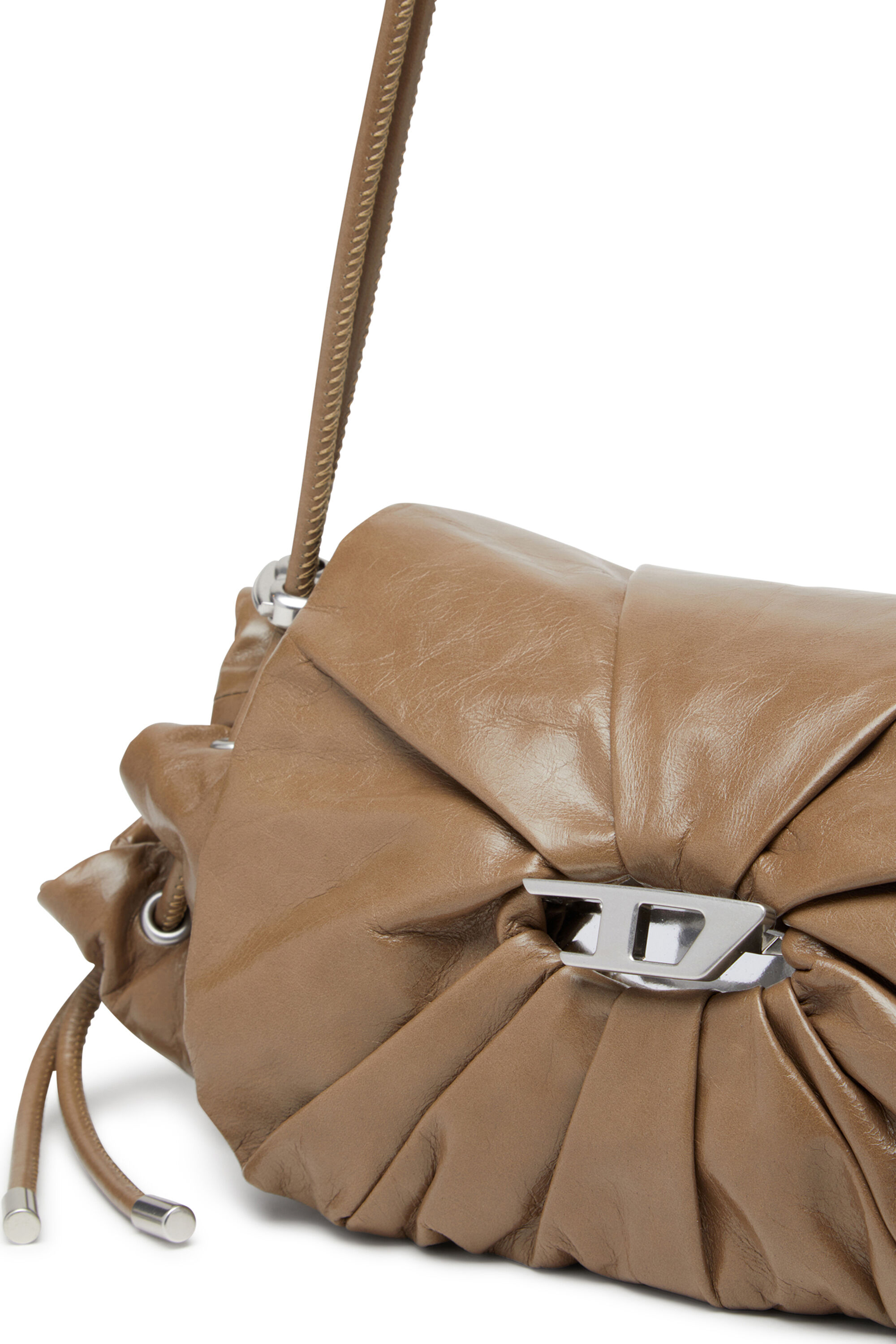 Diesel - SCRUNCH-D SHOULDER S, Scrunch-D S-Sac à bandoulière en cuir froissé Femme in Marron - 5
