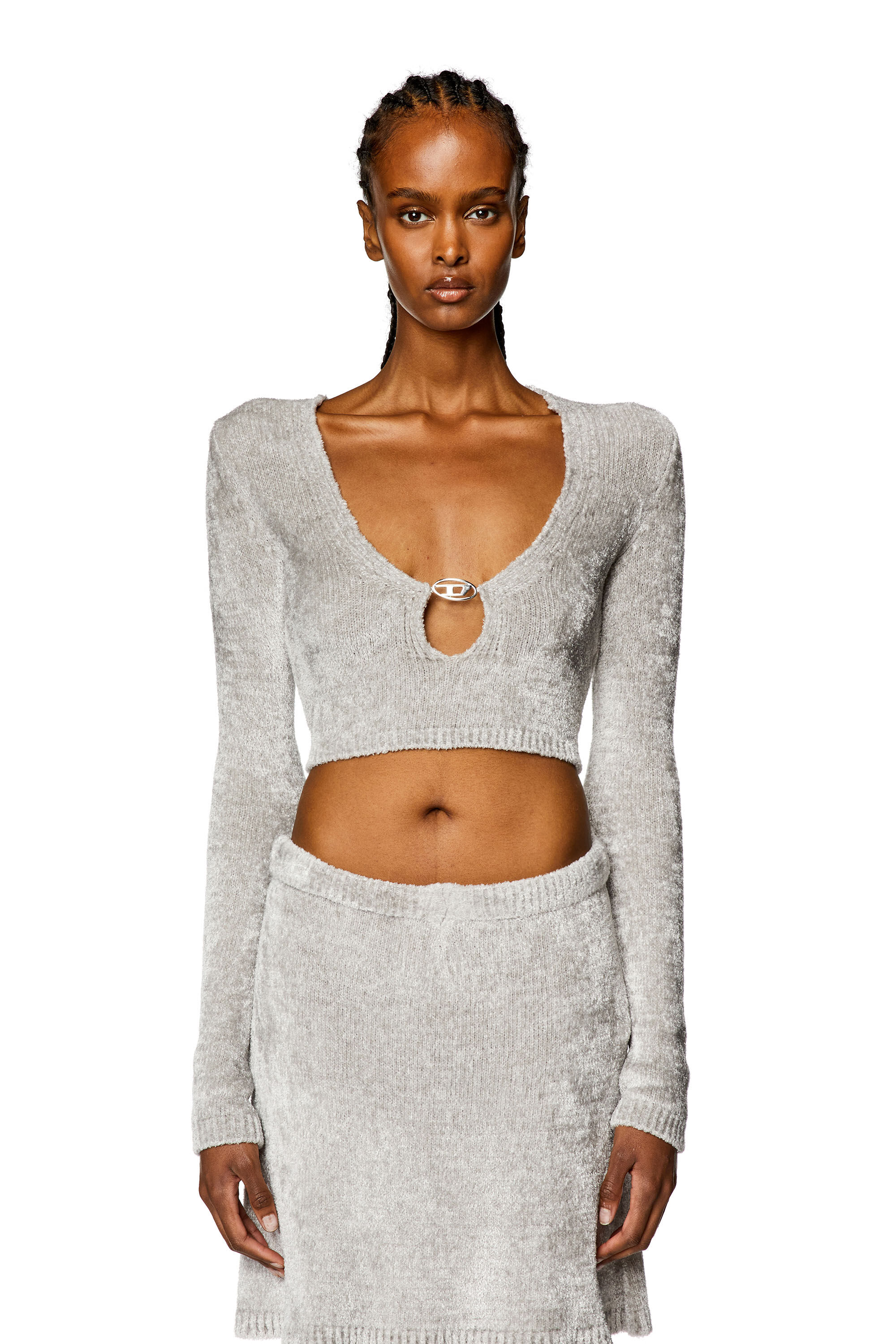 Women s Cropped chenille jumper Grey Diesel