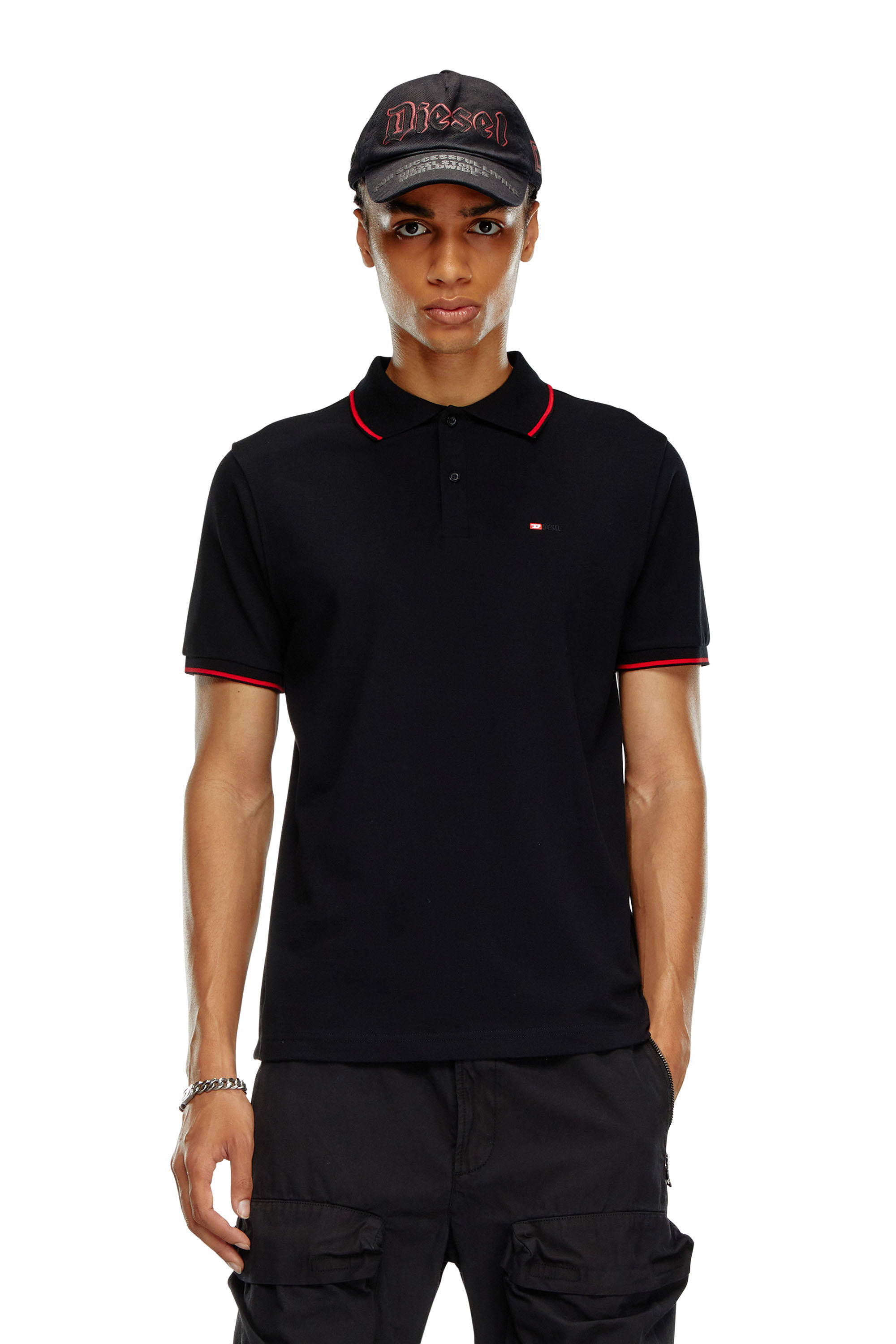 Diesel - T-FERRY-MICRODIV, Male's Polo shirt with micro Diesel embroidery in Black - 3