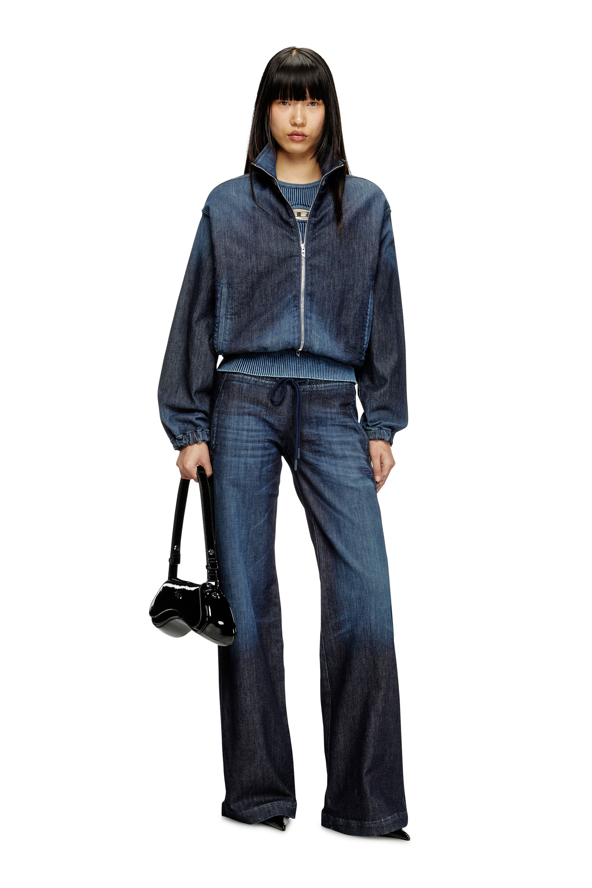 Diesel - DE-SANDERZ JOGG, Female's High-neck JoggJeans jacket in Dark Blue - 1