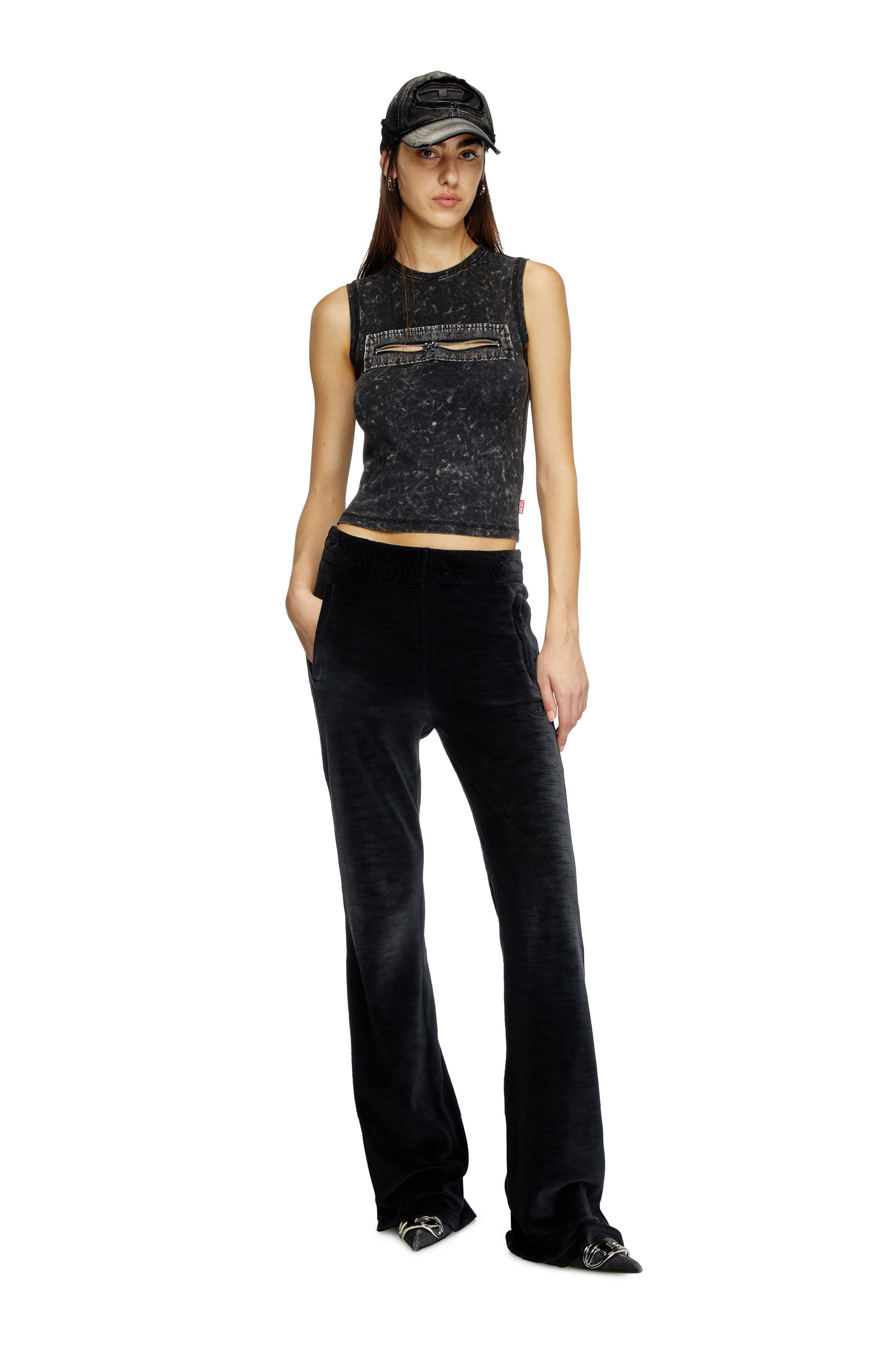 Diesel - T-ARTED, Female's Sleeveless top with zip detail in Black - 1