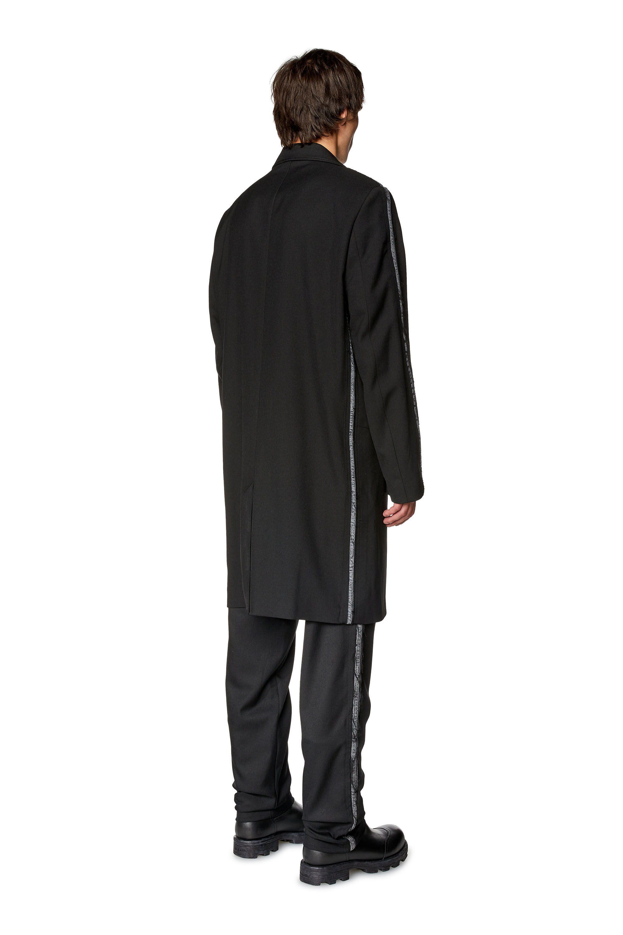 Diesel - W-HIVO, Male's Cool wool jacket with denim inserts in Black - 4