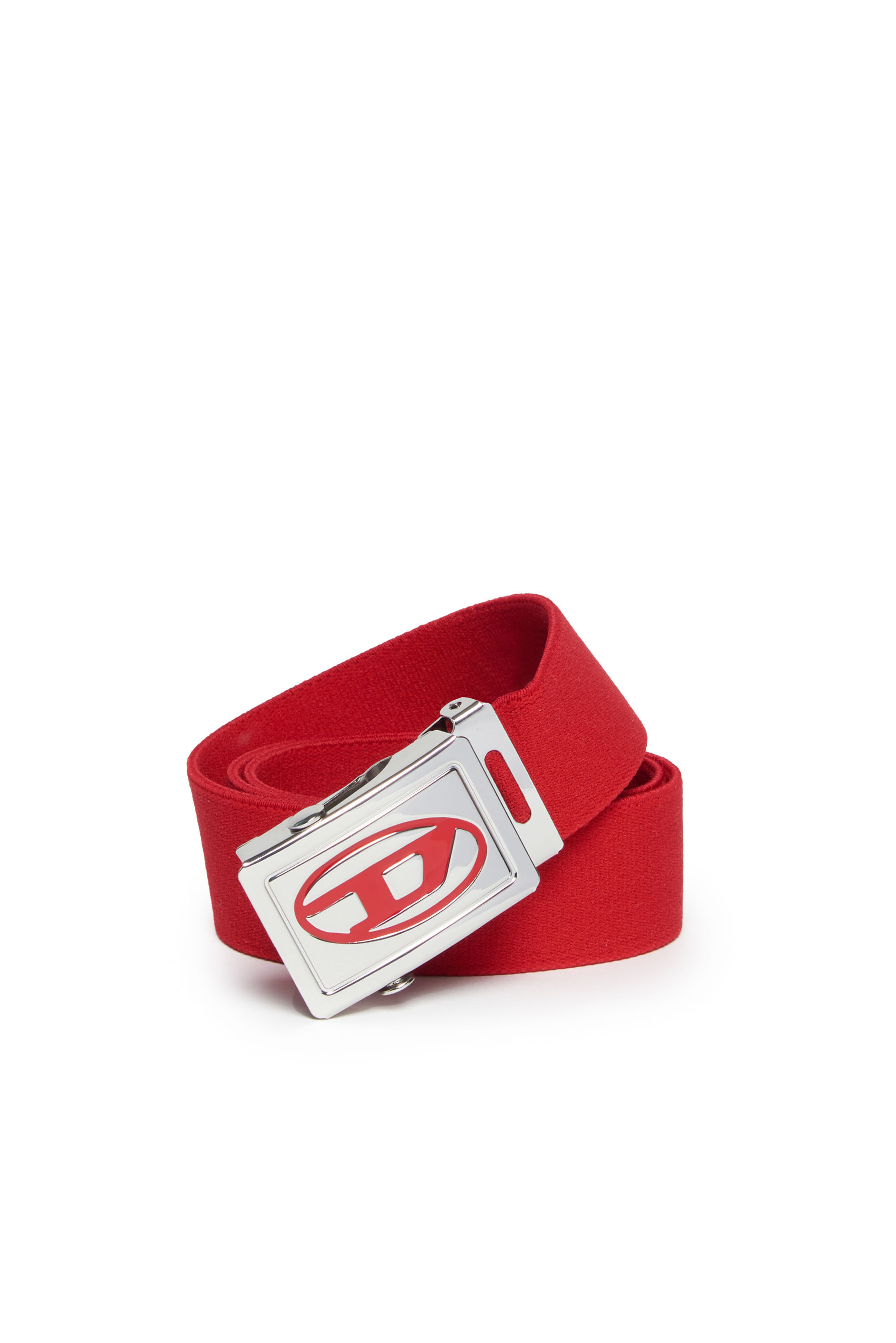 Diesel - BESAR, Male's Tape belt with Oval D plaque buckle in Red - 2