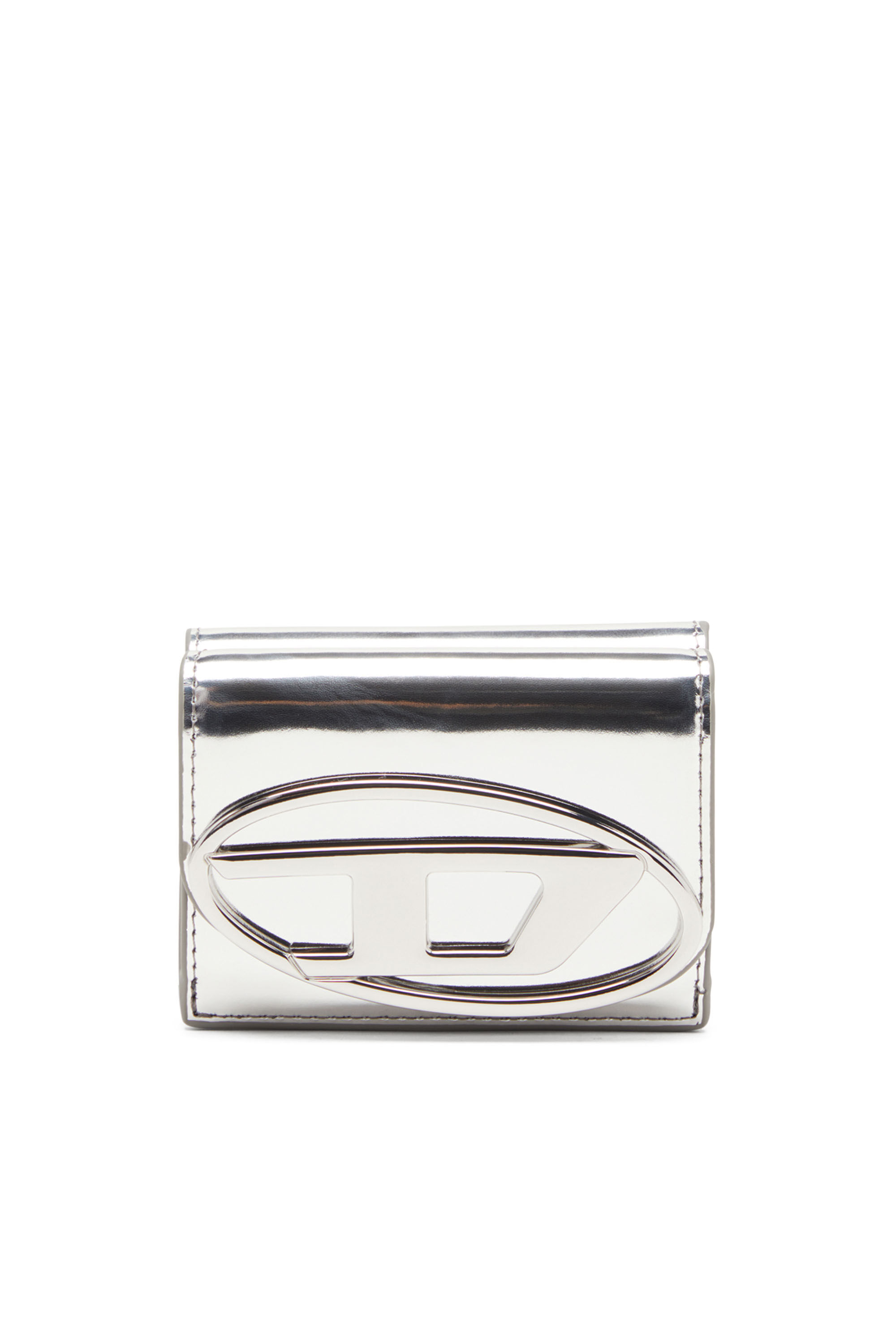 Diesel - 1DR TRI FOLD COIN XS II, Portefeuille à trois volets en cuir effet miroir Femme in Gris argenté - 1