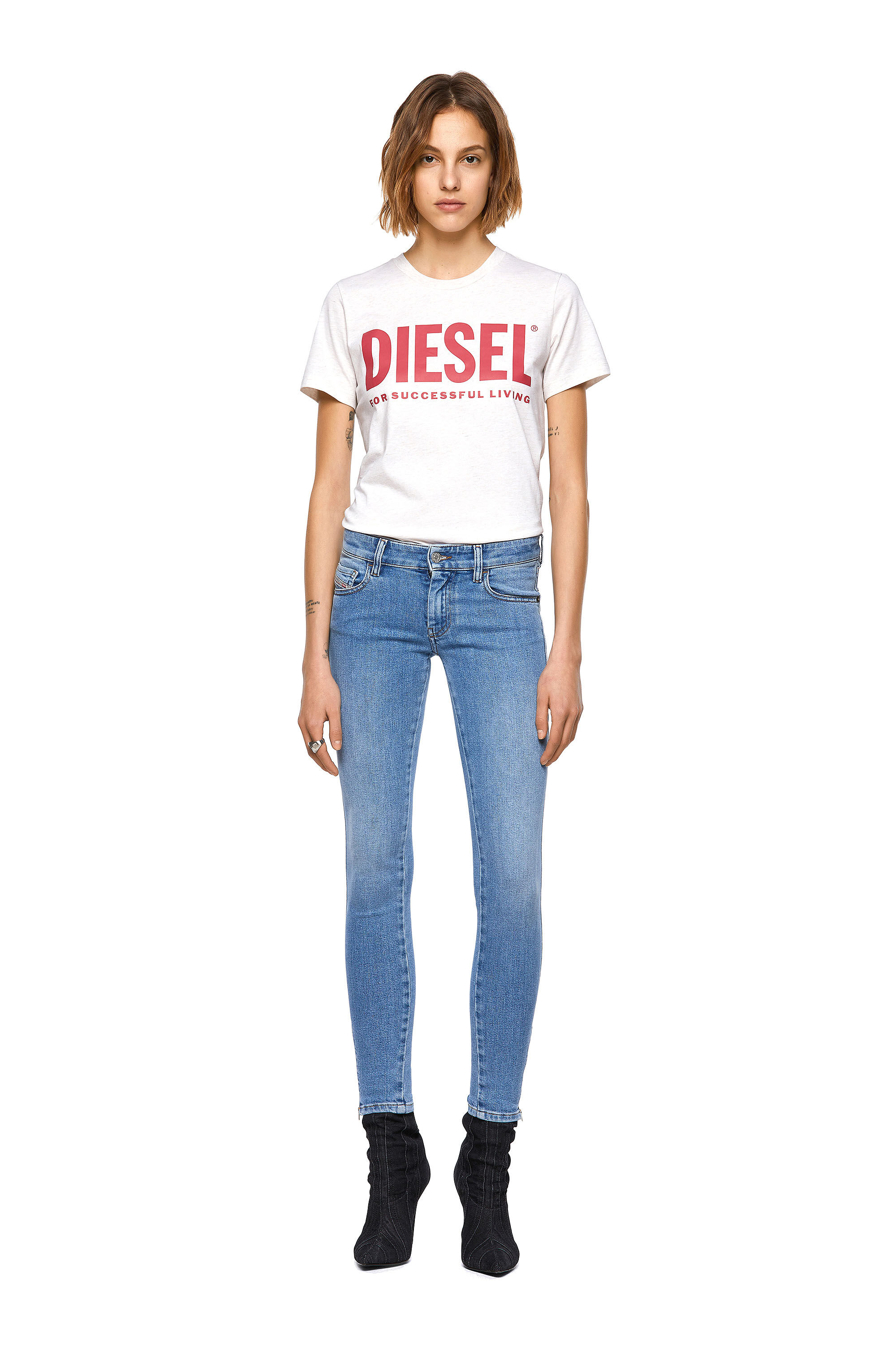 Diesel - 2018 SLANDY-LOW 009ZY Super skinny Jeans, Light Blue - Image 1