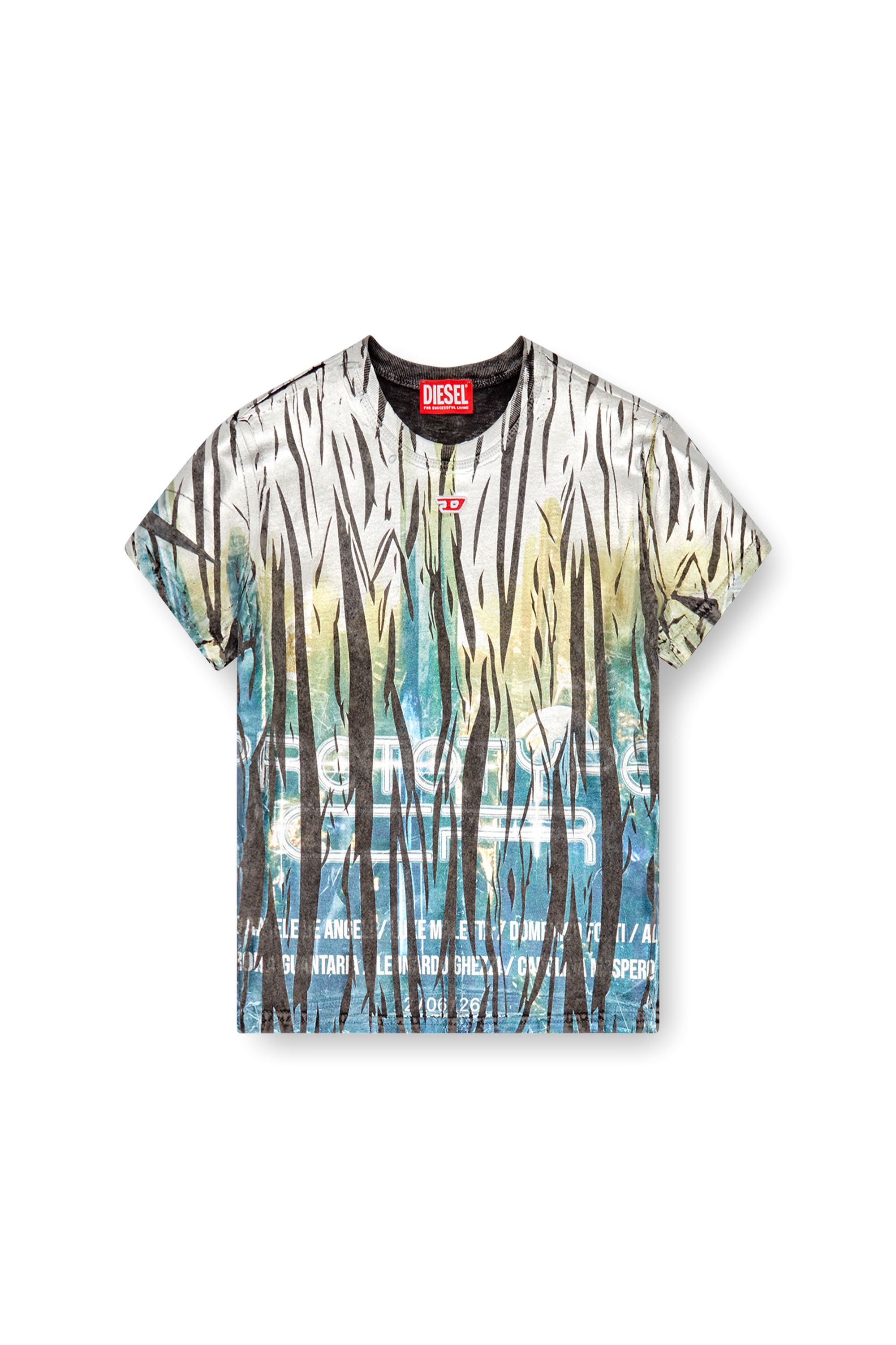 Diesel - T-UNCUTIE-LONG-FOIL, Female T-shirt with creased foil treatment in Multicolor - Image 4