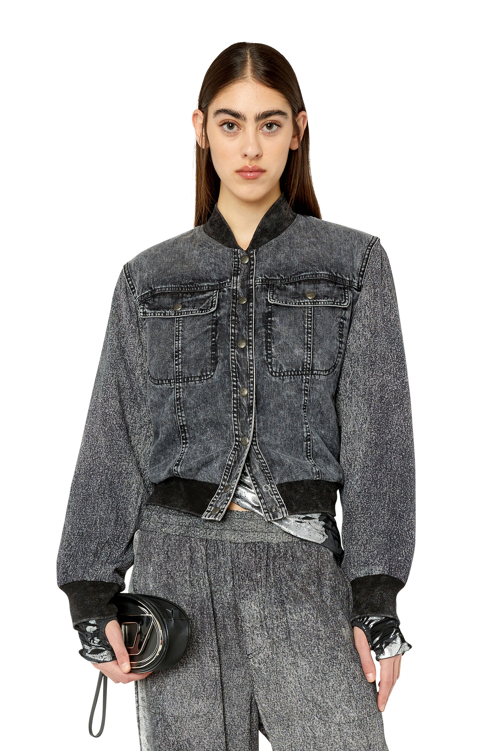 G-LYCHNIS Woman: Bomber jacket with denim trompe l'oeil | Diesel