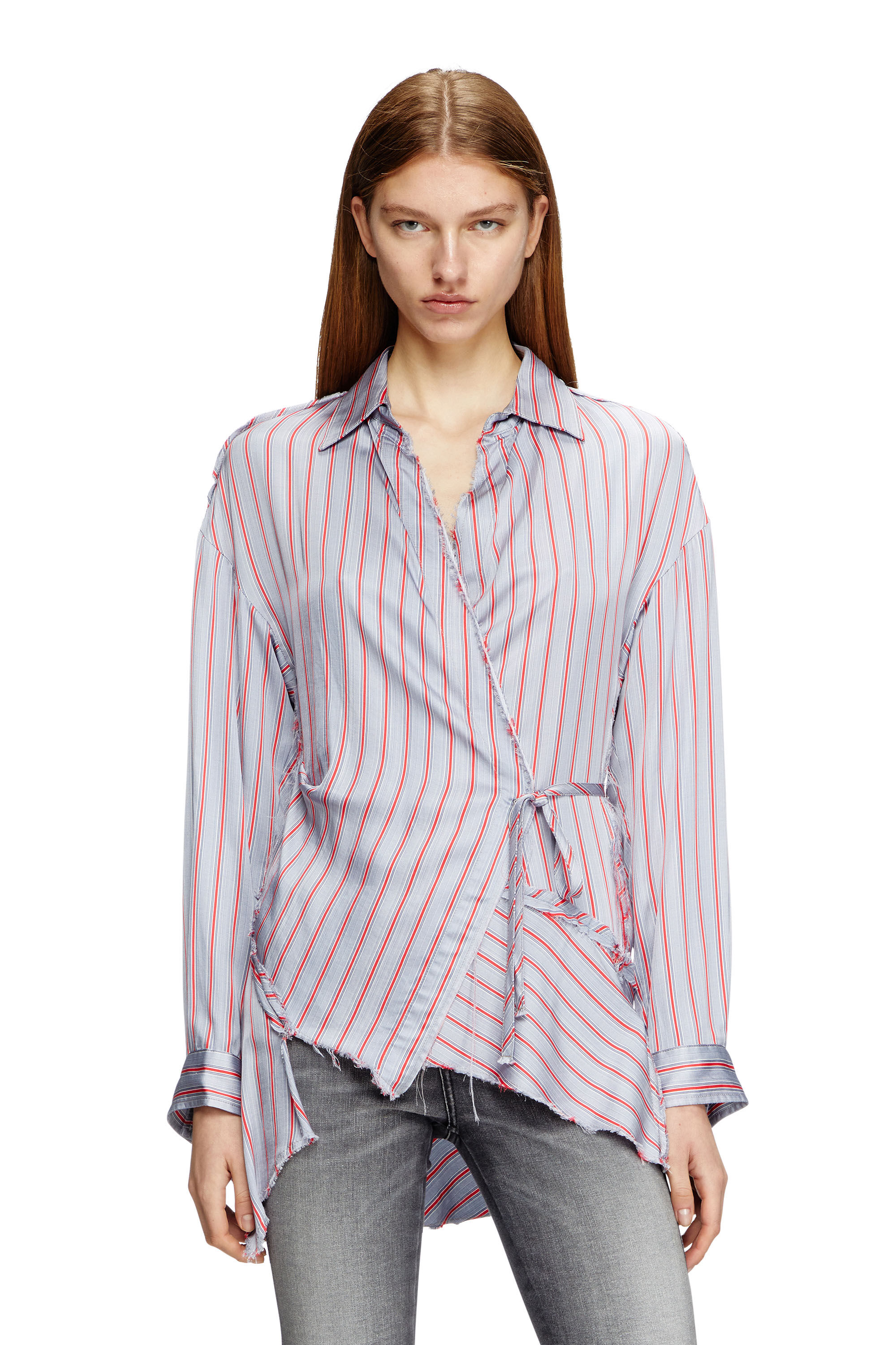 Diesel - C-RAZY, Female's Asymmetrical wrap shirt in Violet/Pink - 3