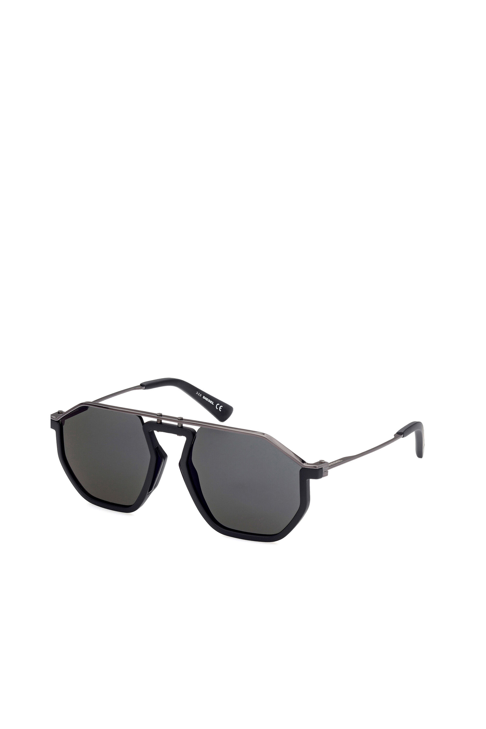 Diesel - DL0346, Unisex's Pilot metal and injection-molded sunglasses in Black/Grey - 2
