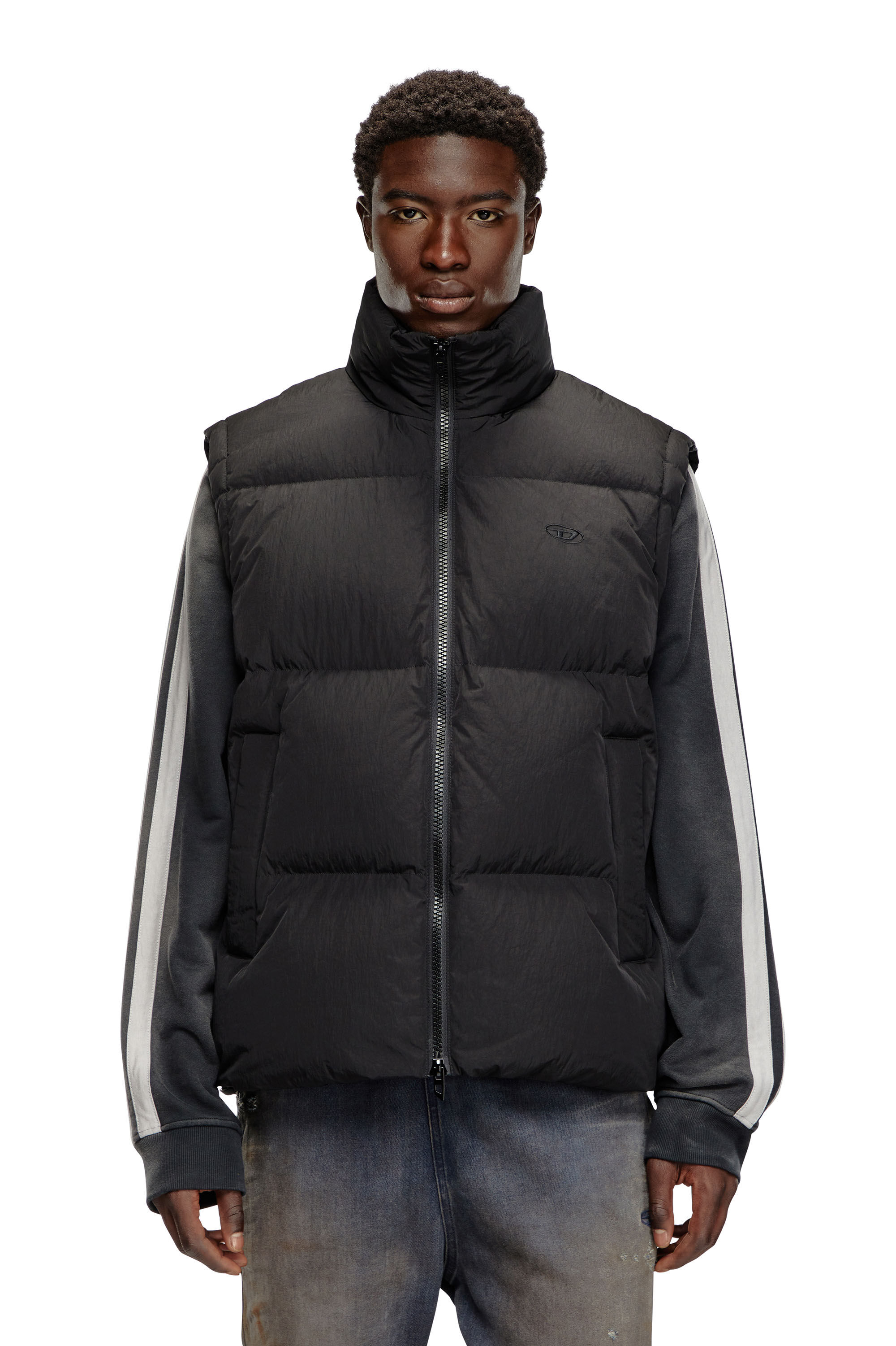 Diesel - W-RAVEEL-SL, Gilet en duvet en nylon froissé Homme in Noir - 6