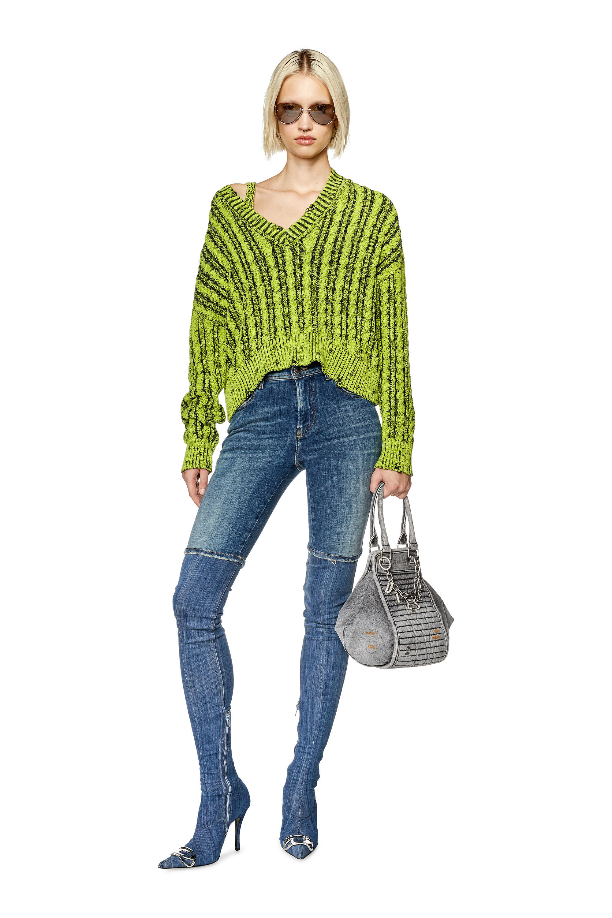 Women s Chunky jumper in two tone cotton M OXIA Diesel