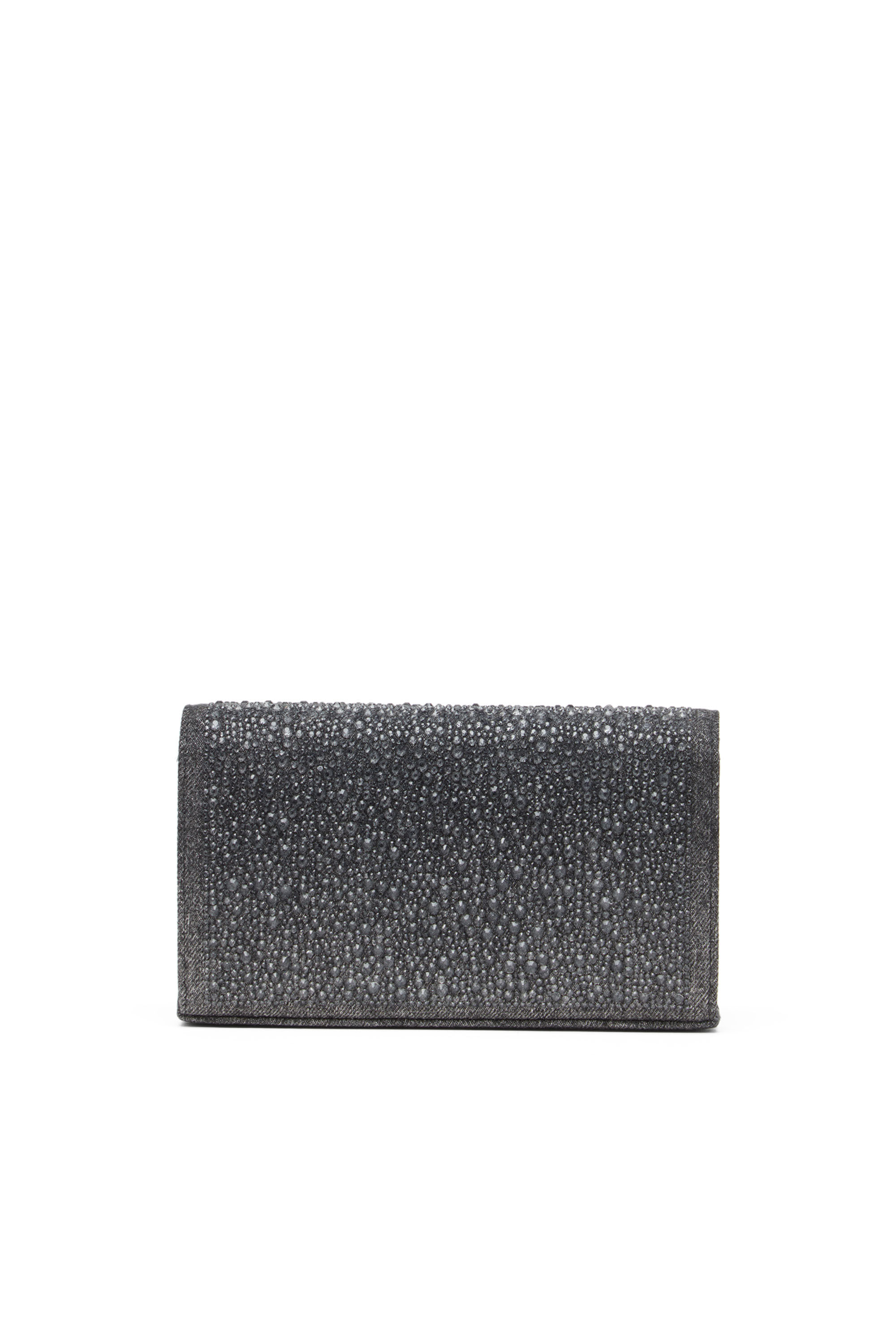 Diesel - 1DR WALLET STRAP, Porte-monnaie en denim cristal Femme in Noir - 2