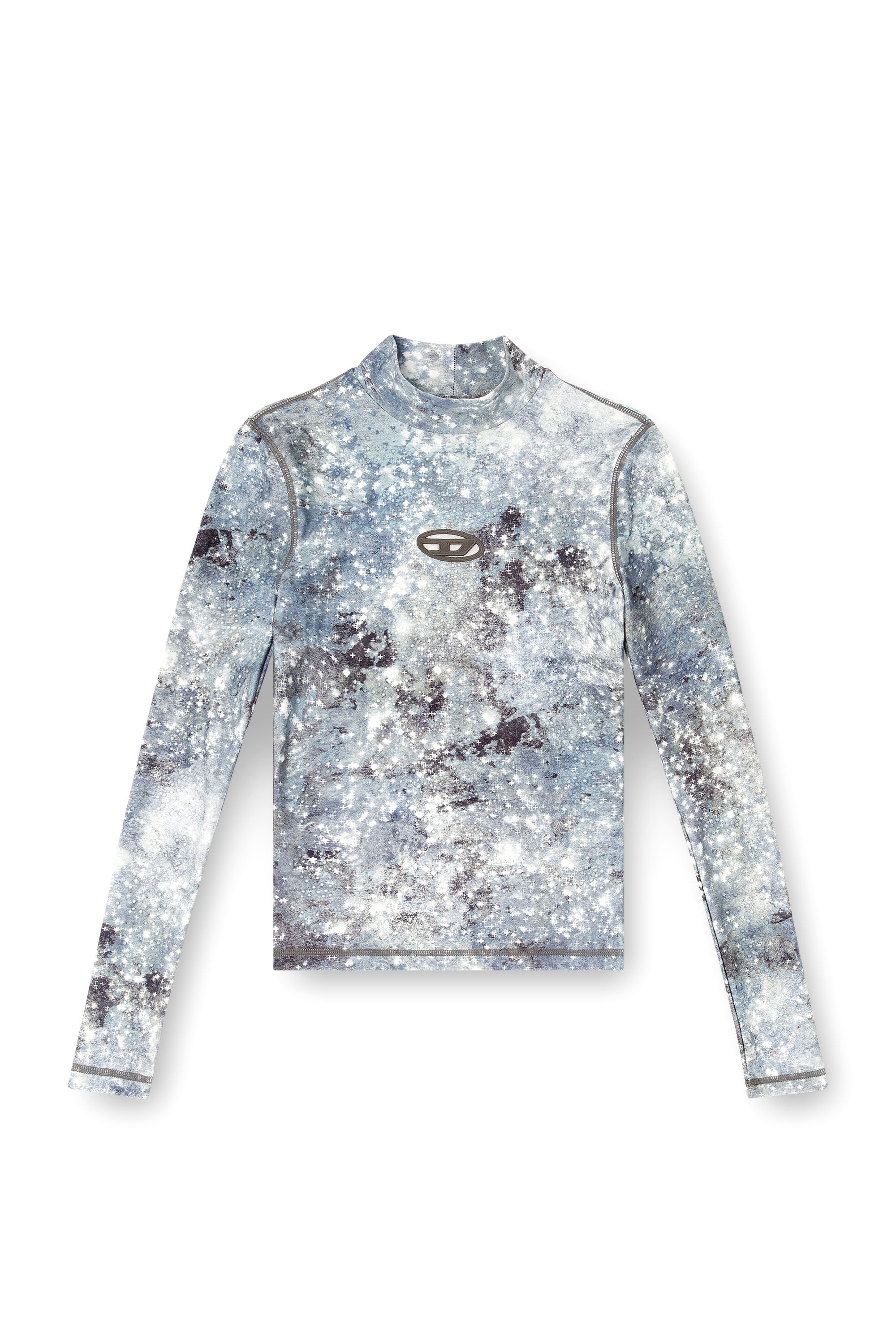 Diesel - T-AKARA, Female's Long sleeved turtle neck top in Blue/Grey - 2